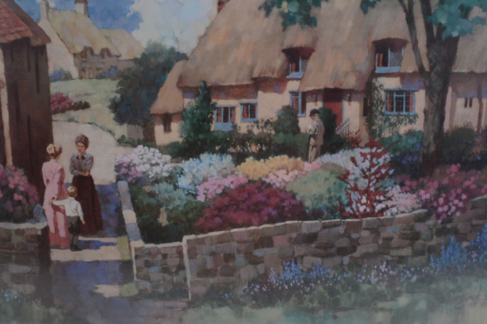 Ray Burdzinski Offset Lithograph "Cottage Garden"