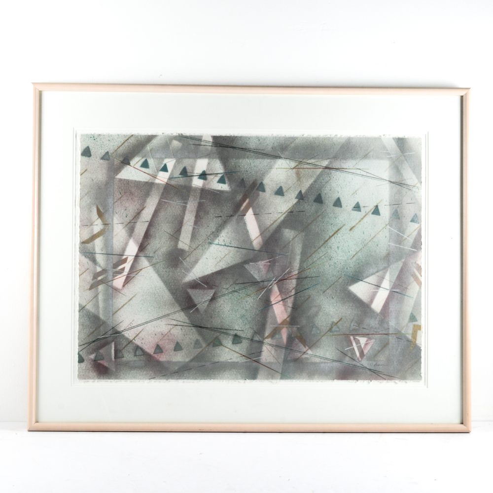 Large Scale C. Ruane Mixed Media on Handmade Paper