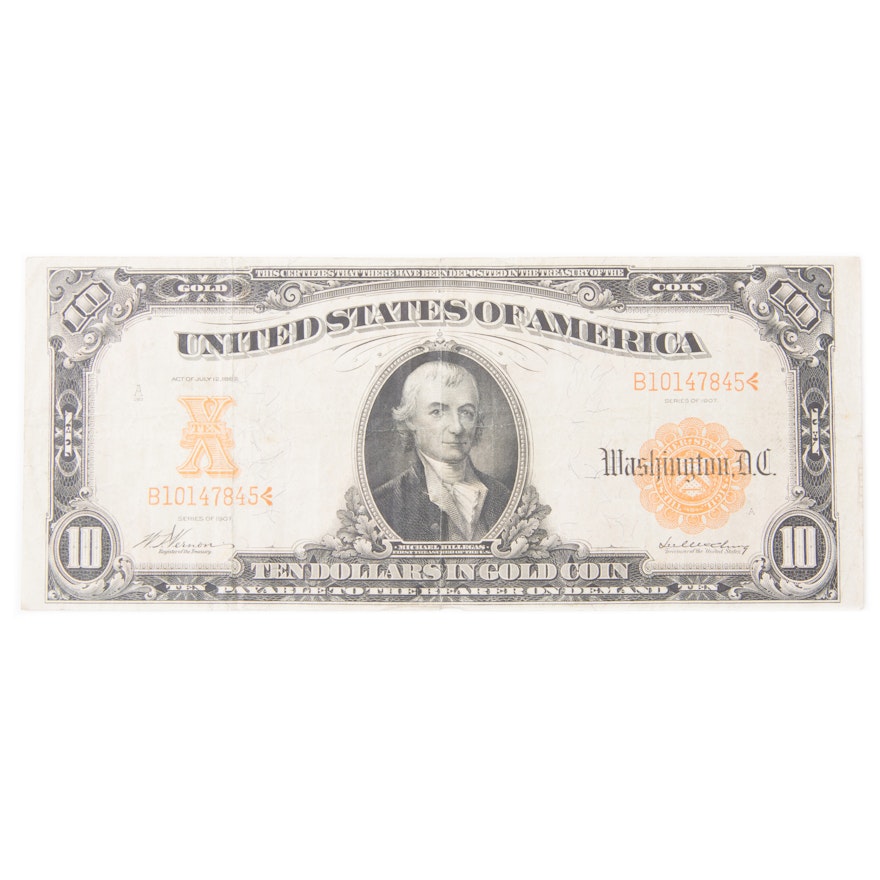 1907 Ten Dollar Gold Certificate Banknote