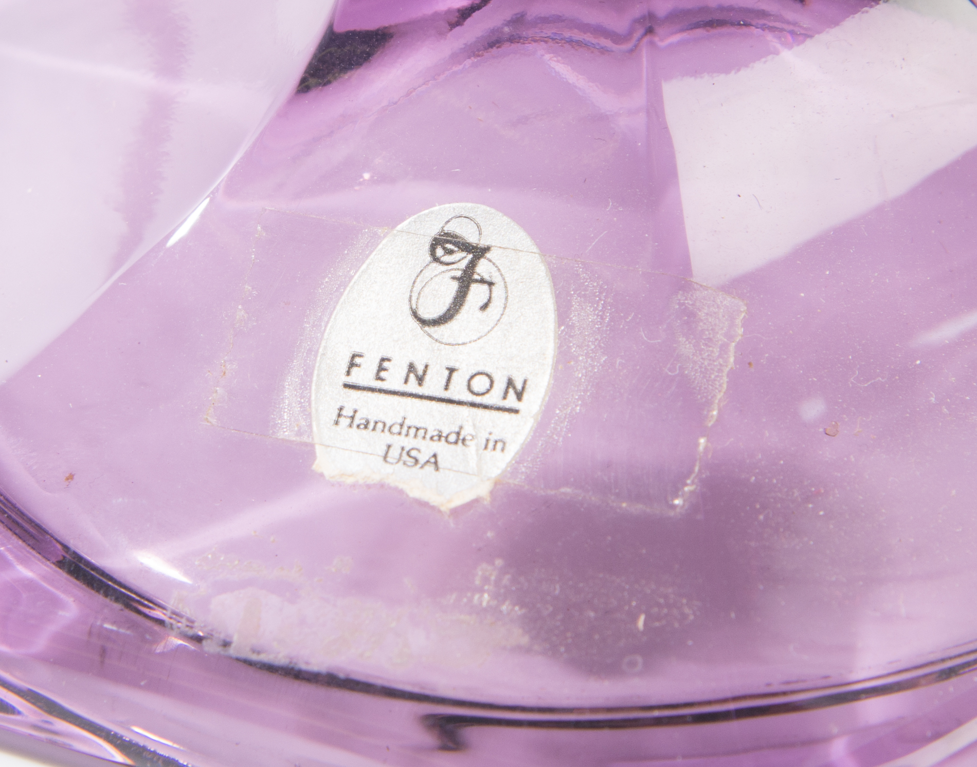 Pair of Fenton Purple Glass Candlesticks