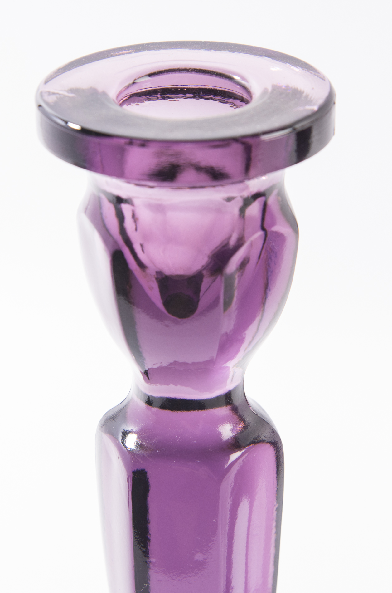 Pair of Fenton Purple Glass Candlesticks