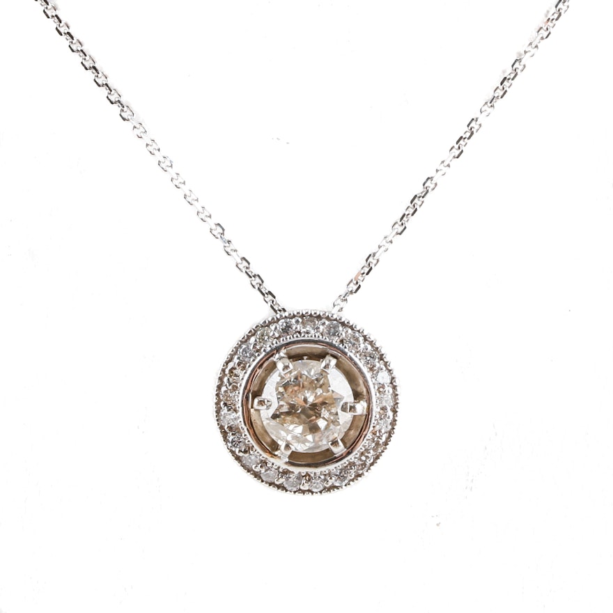 14K White Gold 1.43 CTW Diamond Necklace