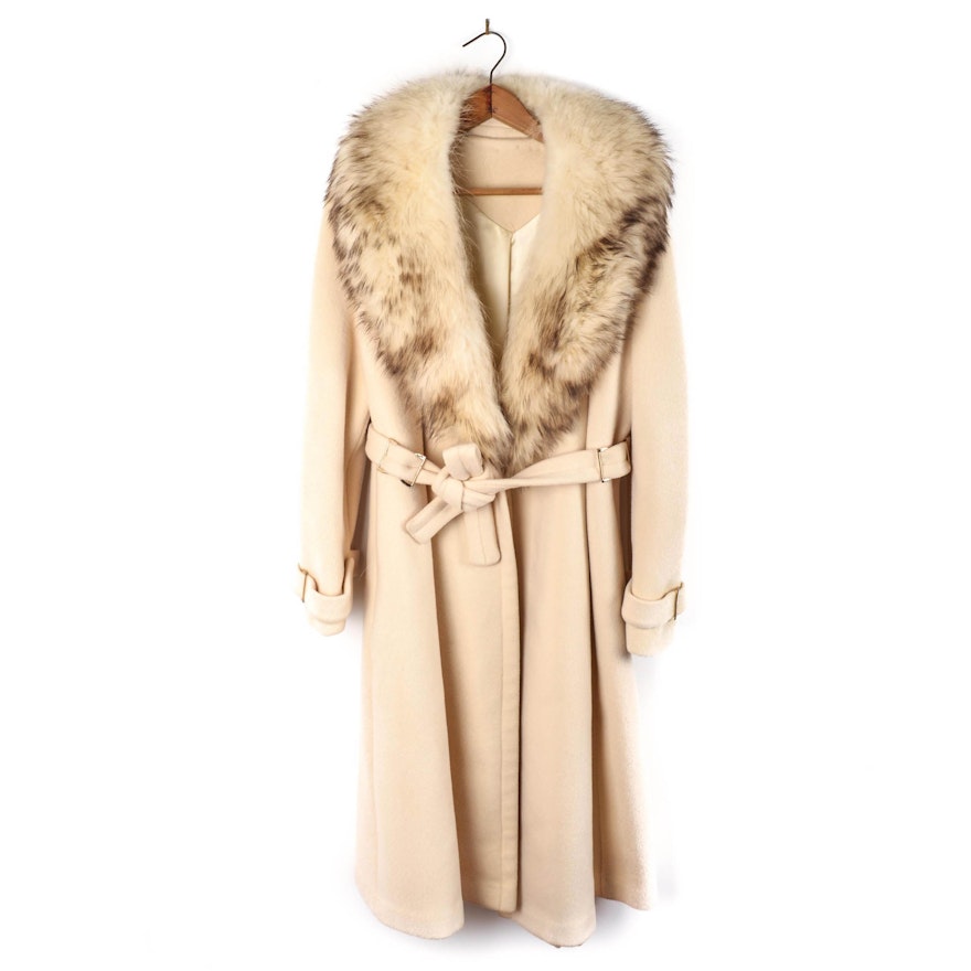 Women's Stegari New York Wool Coat with Fur Collar