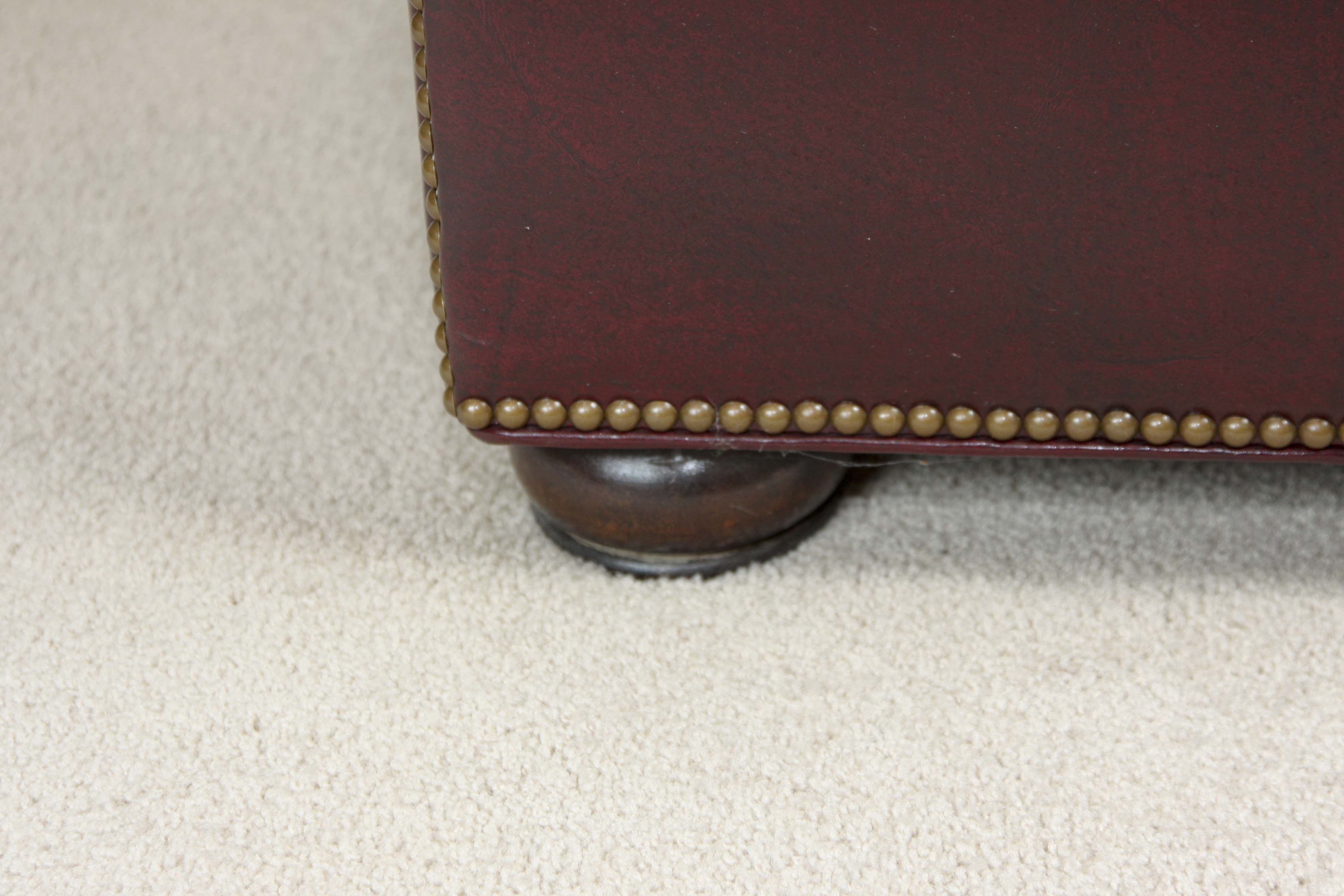 Burgundy Leather "Chesterfield" Style Sofa by Hancock & Moore