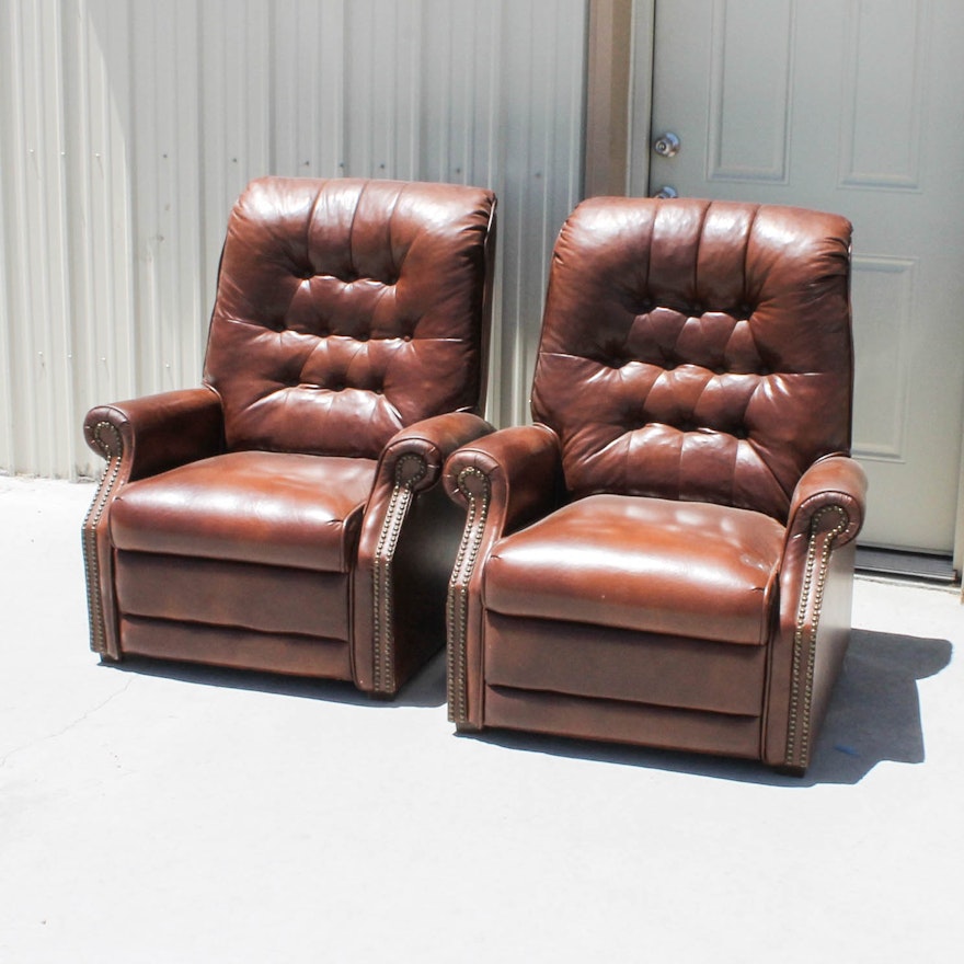 Pair of Brown Faux Leather Recliners
