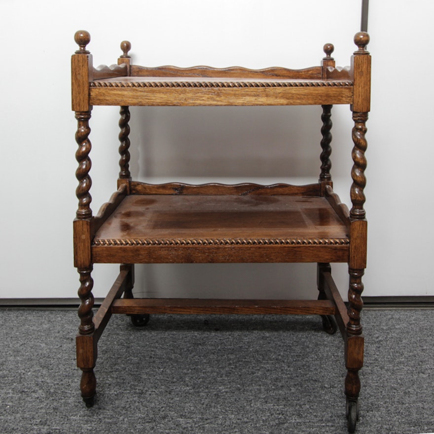 Vintage Jacobean Style Serving Cart