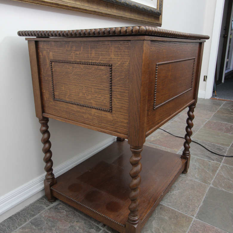 Vintage Jacobean Style Oak Side Cabinet