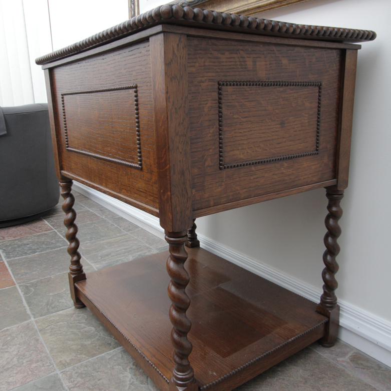 Vintage Jacobean Style Oak Side Cabinet