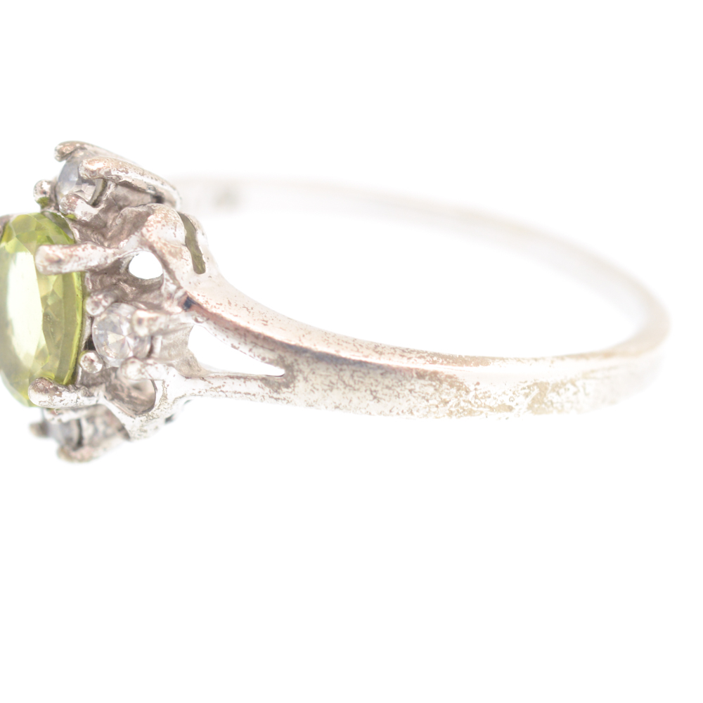 Pair of Sterling Silver Peridot Rings