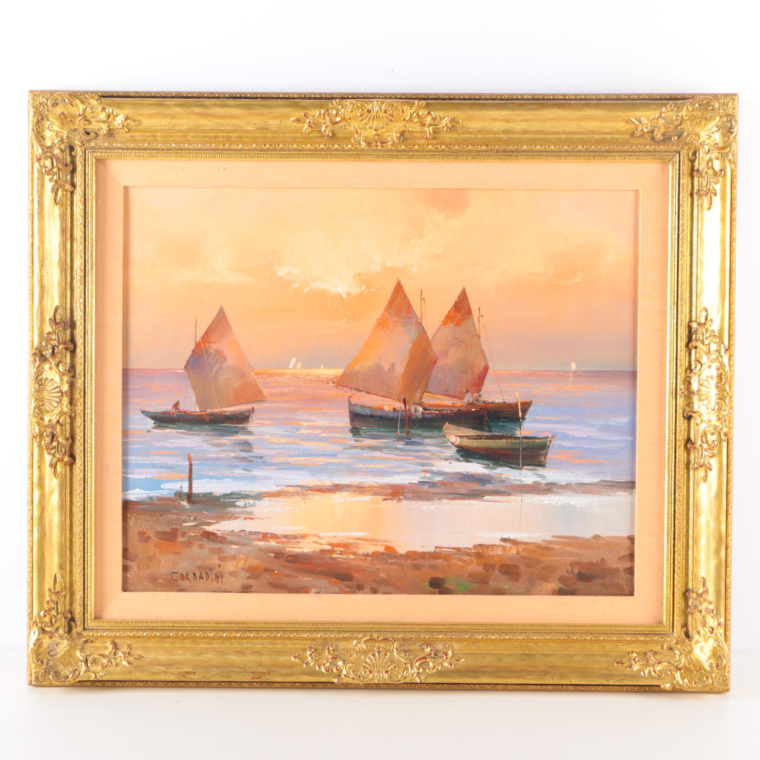 Guido Corradini Original Oil Painting "Harbor"