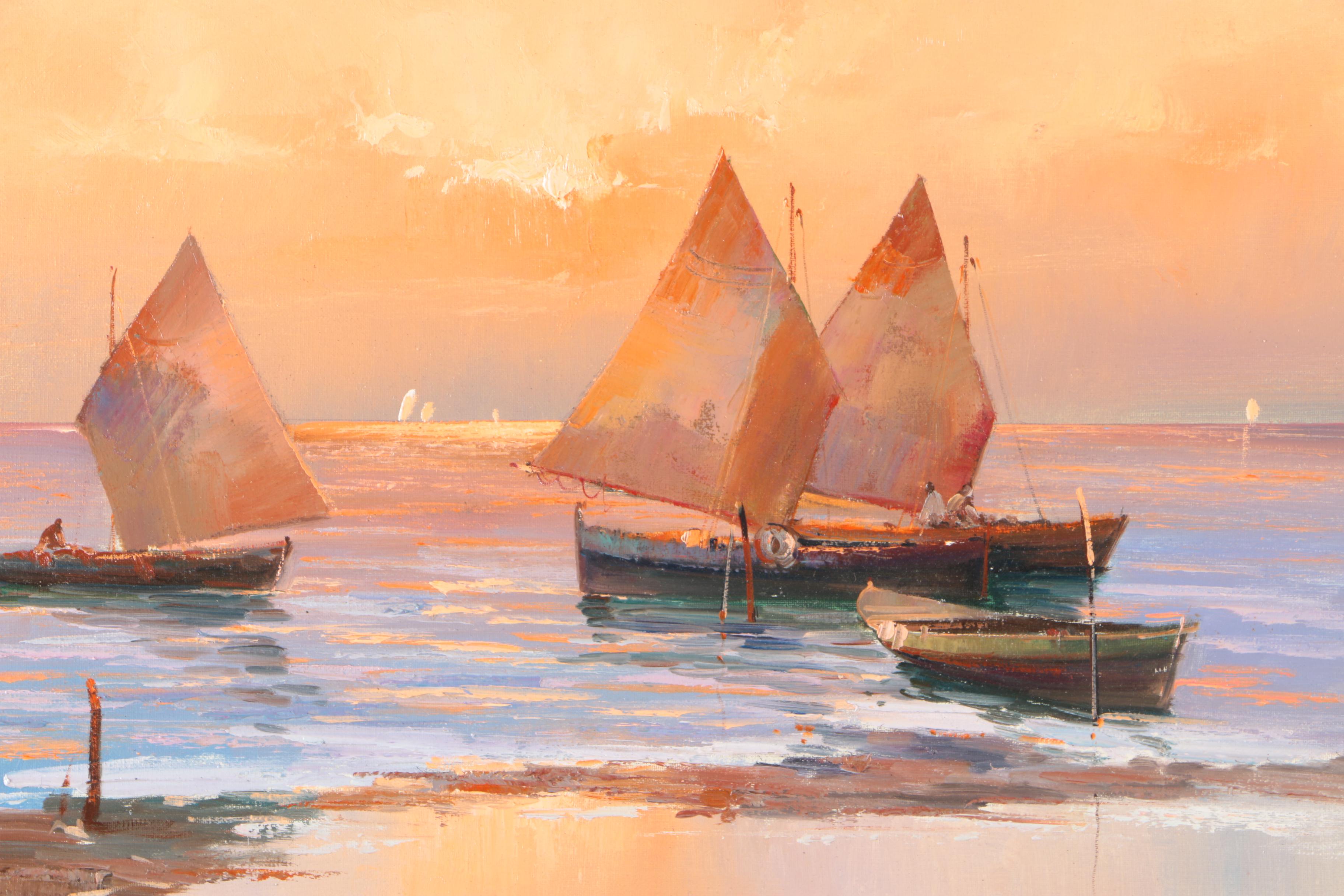 Guido Corradini Original Oil Painting "Harbor"