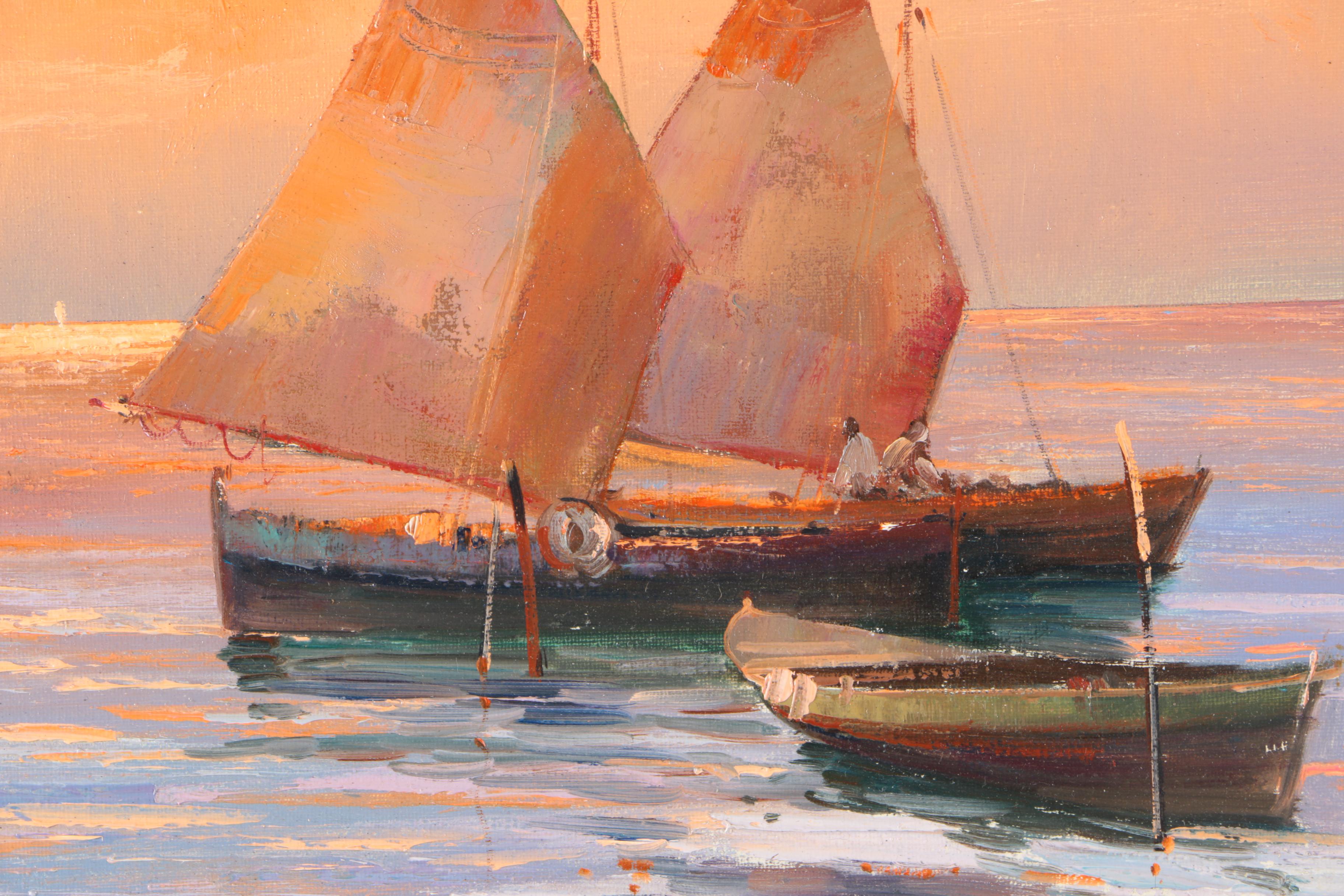 Guido Corradini Original Oil Painting "Harbor"