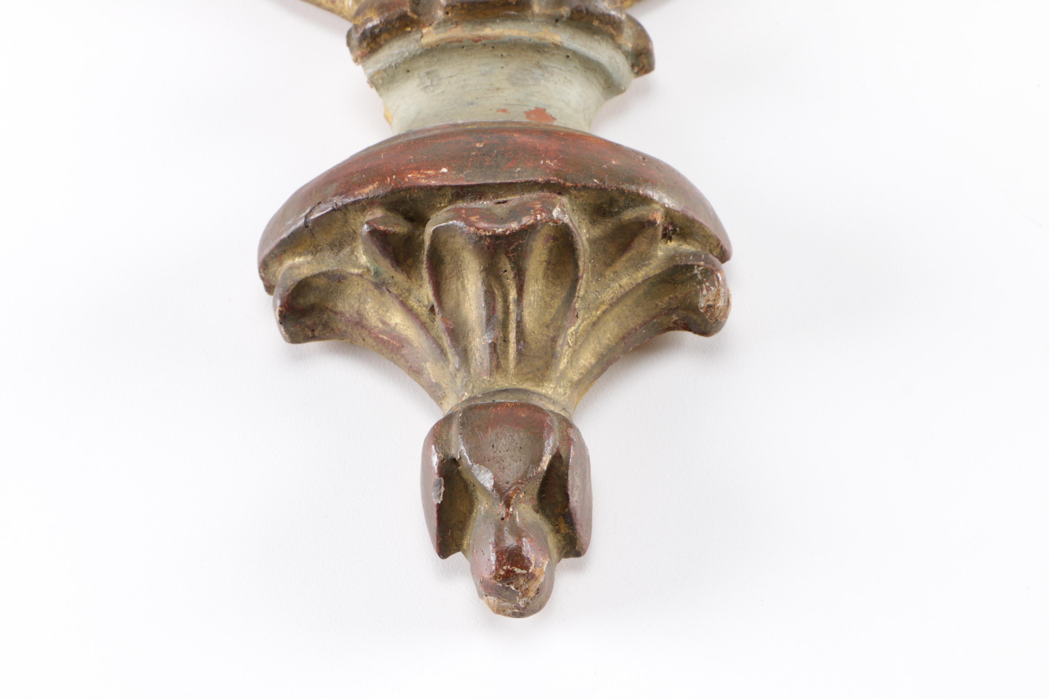 Vintage Palladio Hand-Carved Wood and Cast Iron Floral Wall Decor