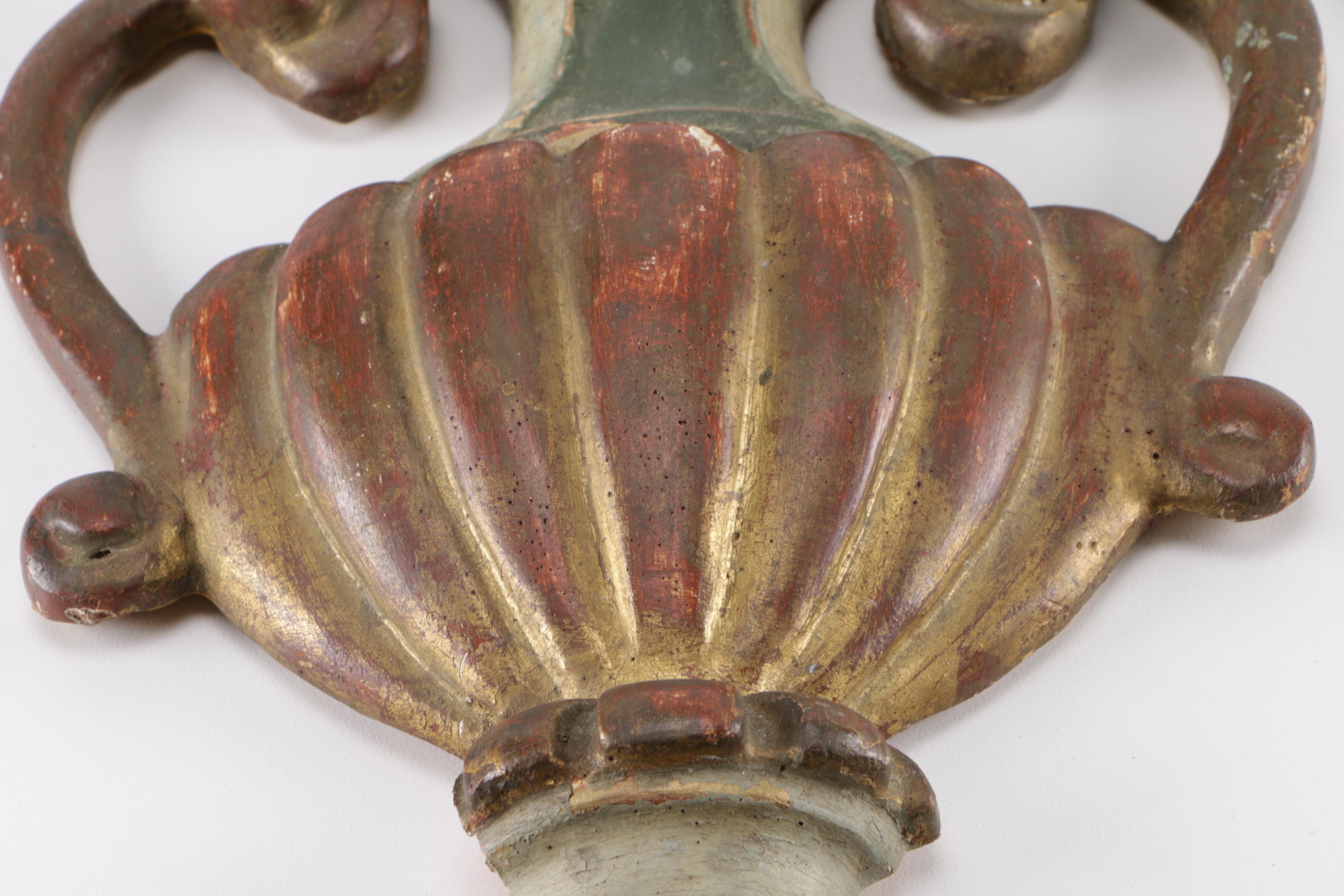 Vintage Palladio Hand-Carved Wood and Cast Iron Floral Wall Decor