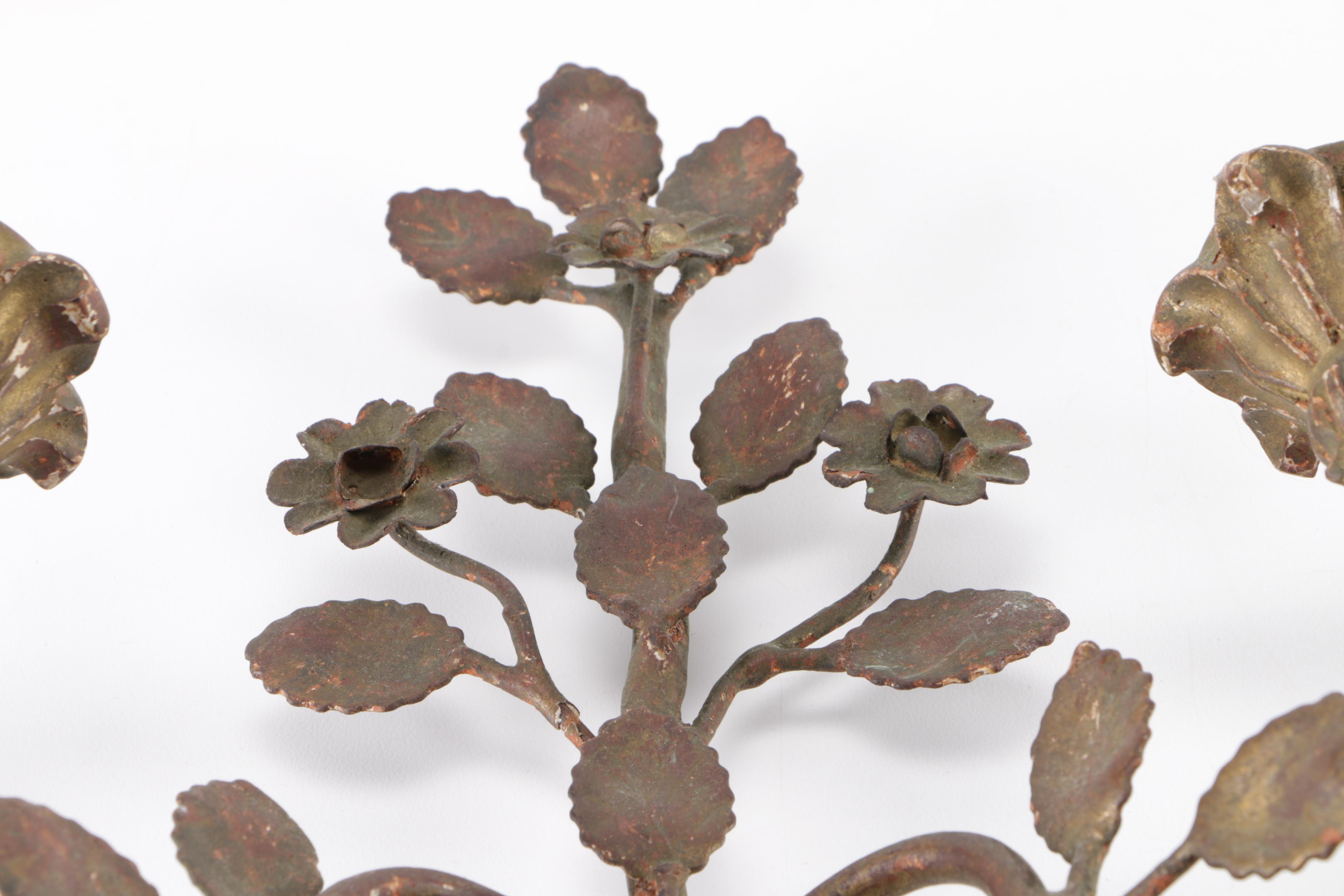 Vintage Palladio Hand-Carved Wood and Cast Iron Floral Wall Decor