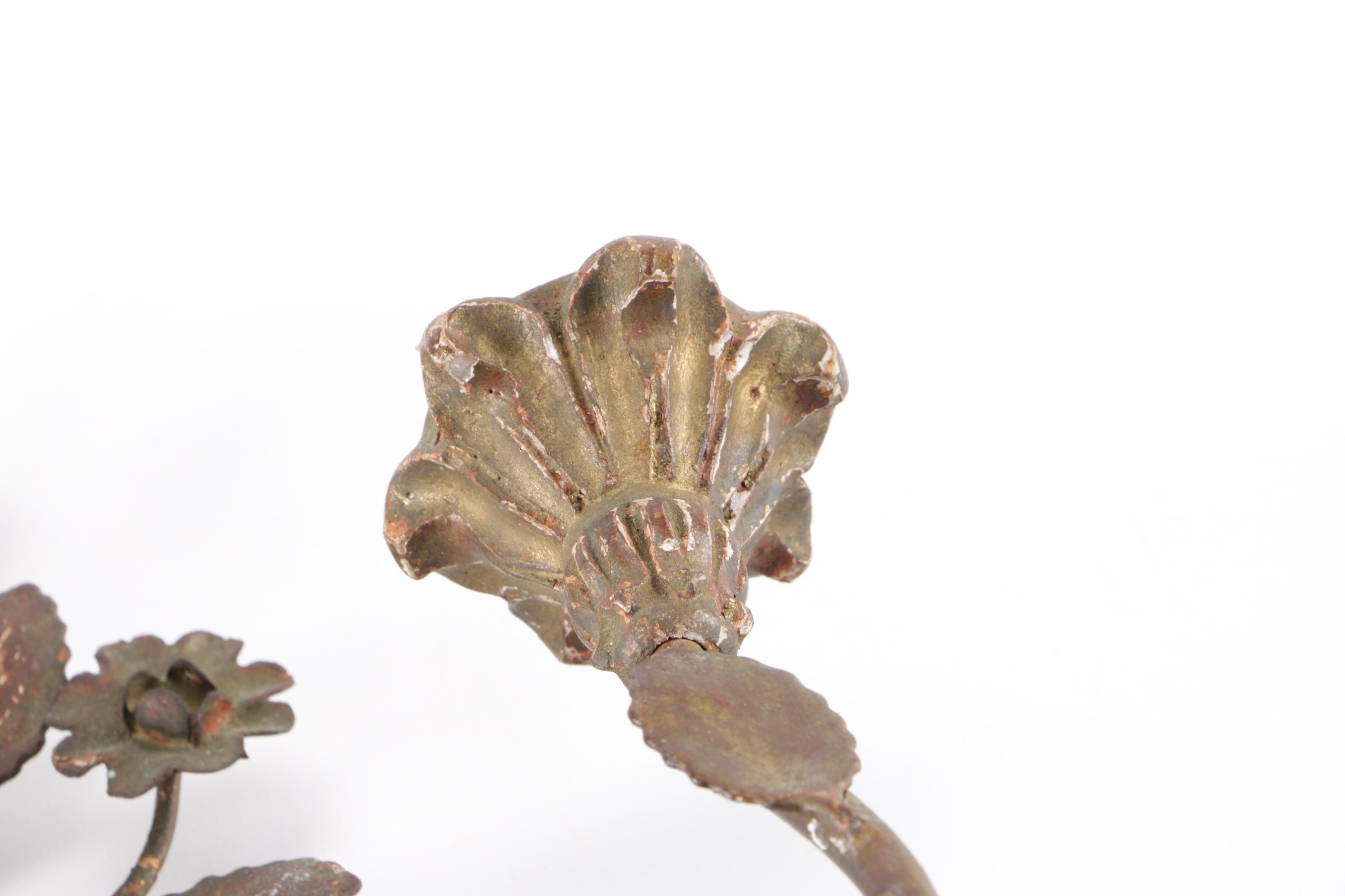 Vintage Palladio Hand-Carved Wood and Cast Iron Floral Wall Decor