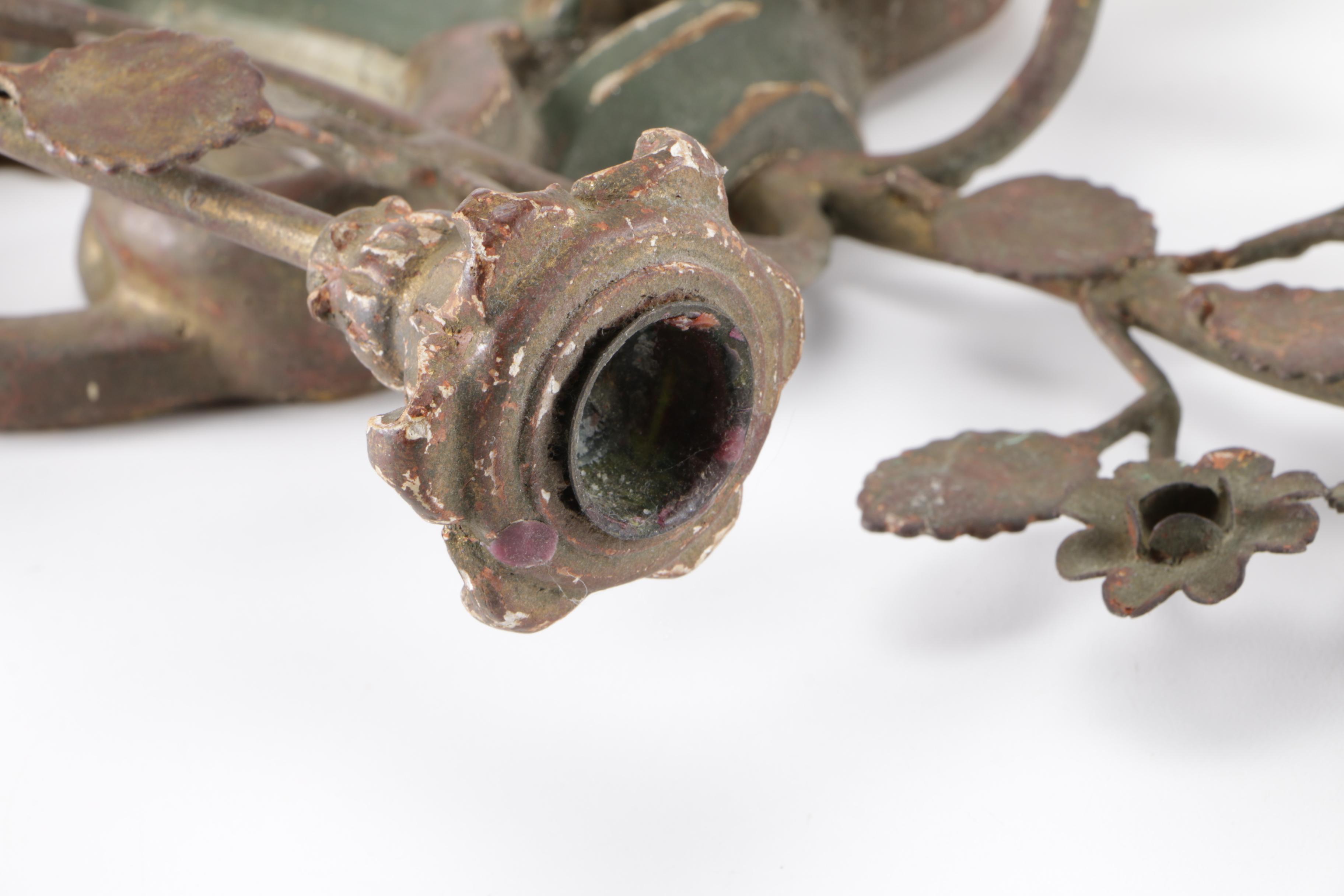 Vintage Palladio Hand-Carved Wood and Cast Iron Floral Wall Decor