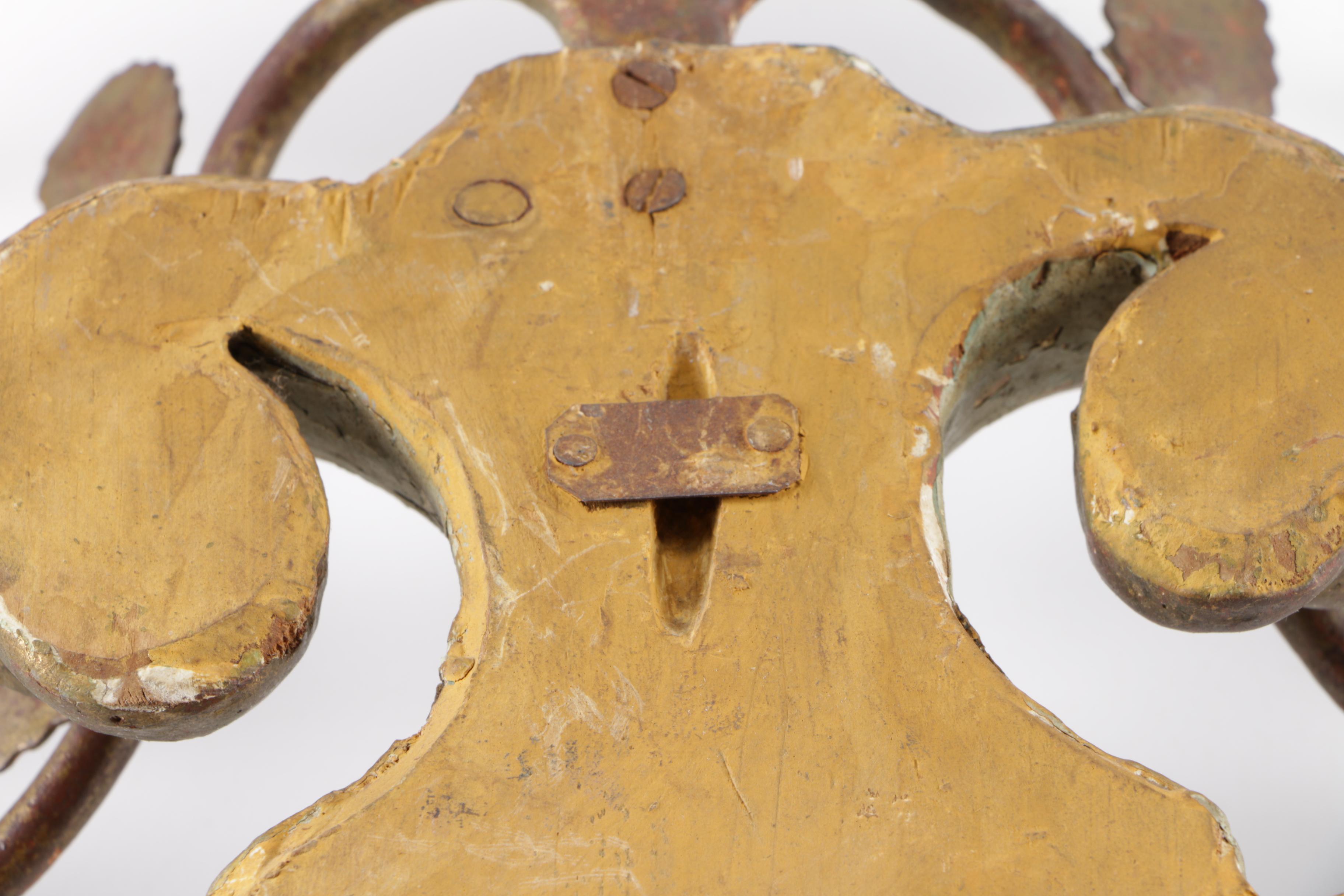 Vintage Palladio Hand-Carved Wood and Cast Iron Floral Wall Decor