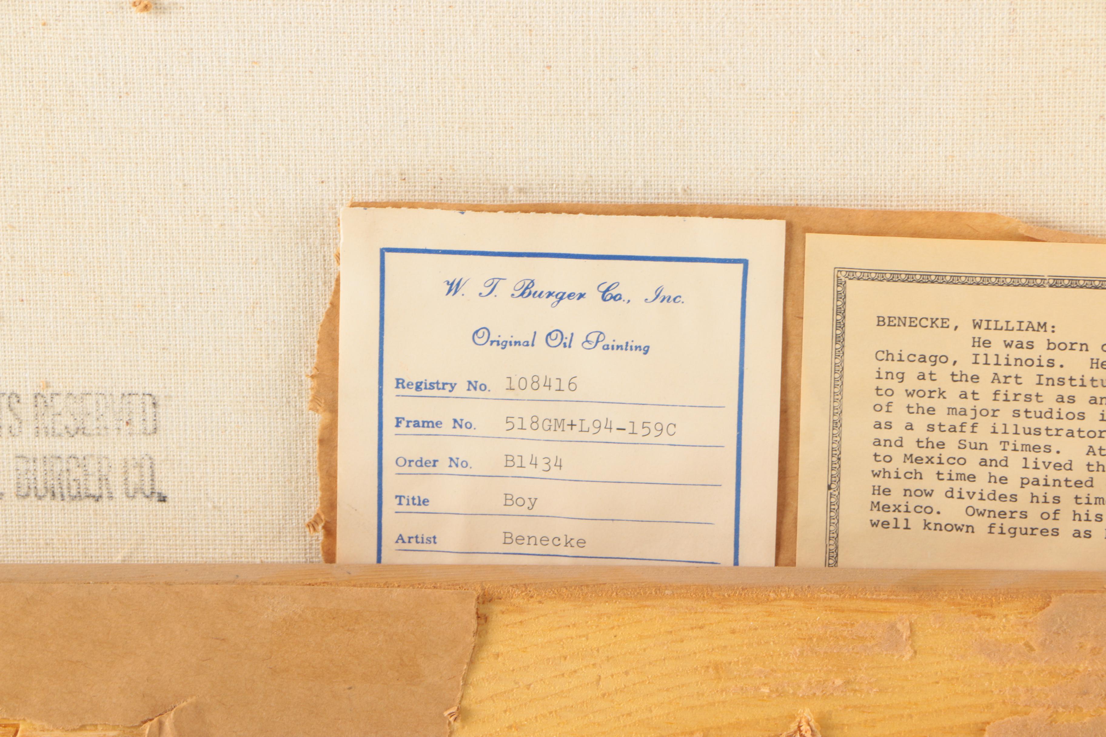 William Benecke "Boy" Oil on Canvas