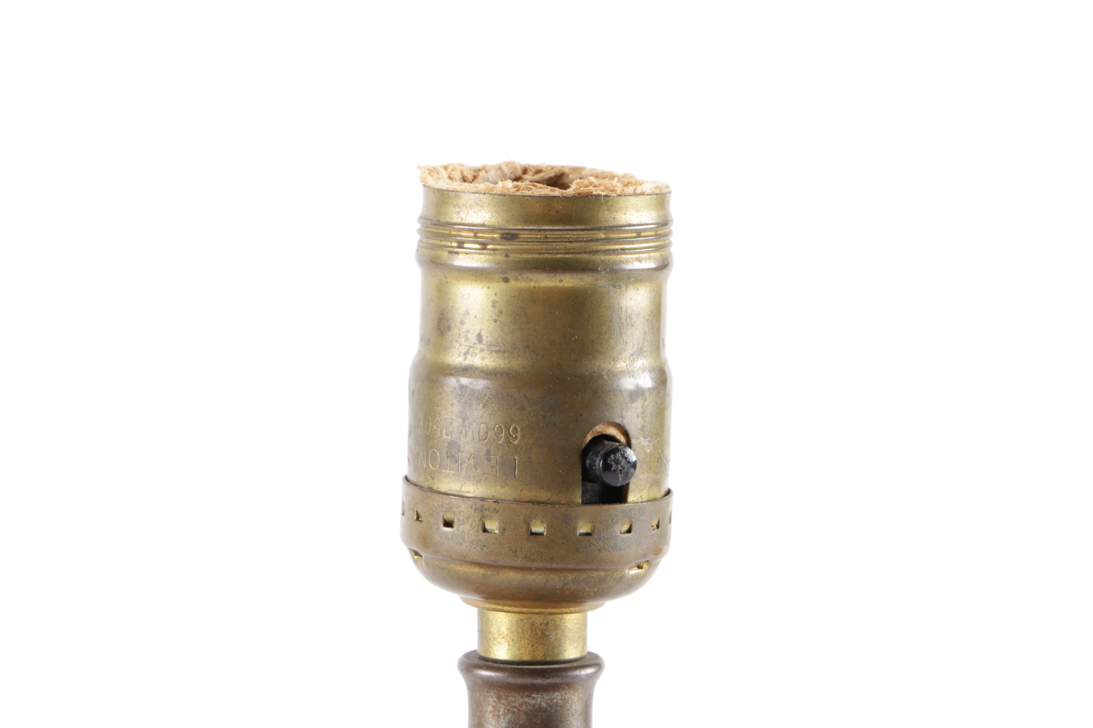 Brass and Red Glass Table Lamp