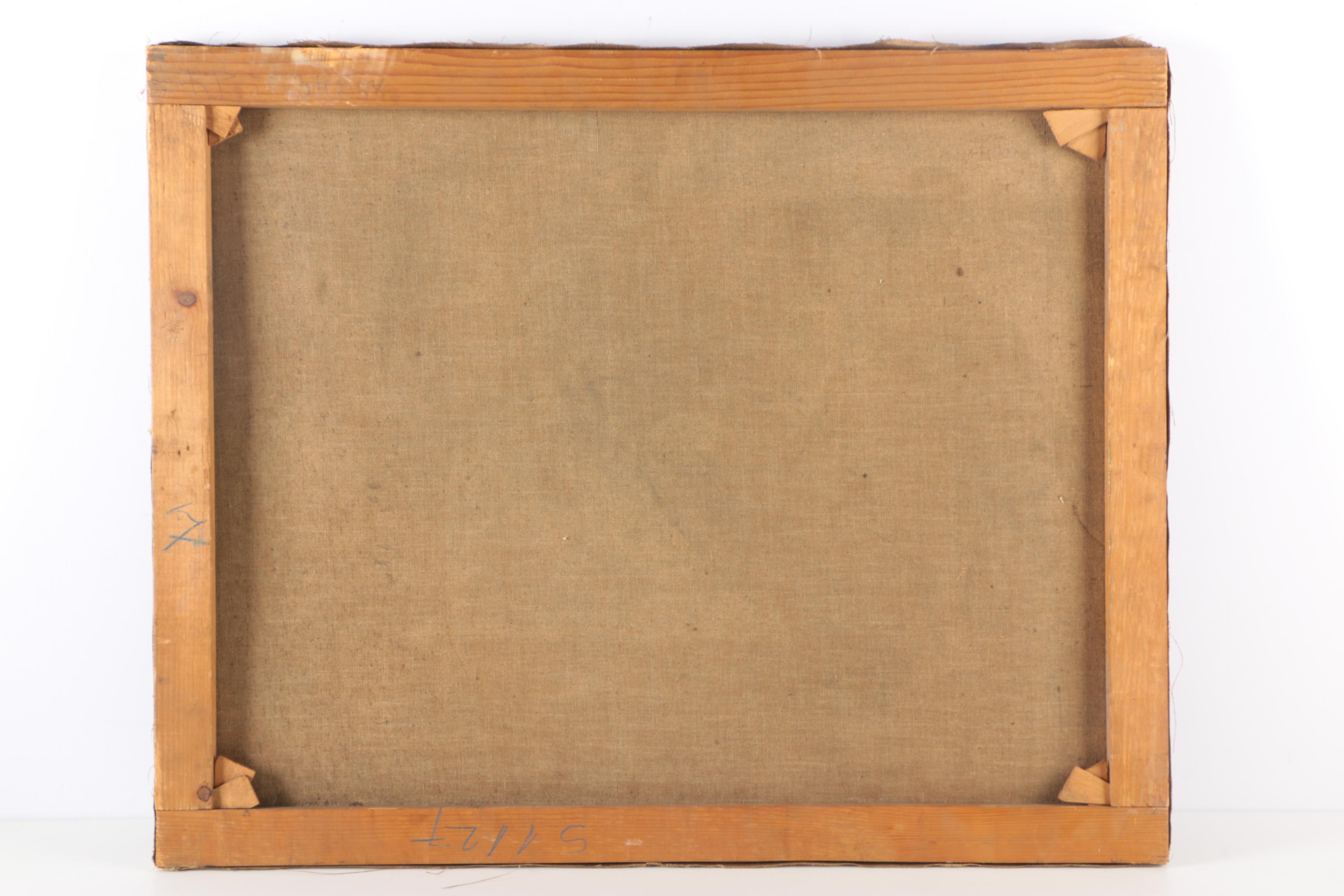 Oil on Canvas Genre Scene with Card Players