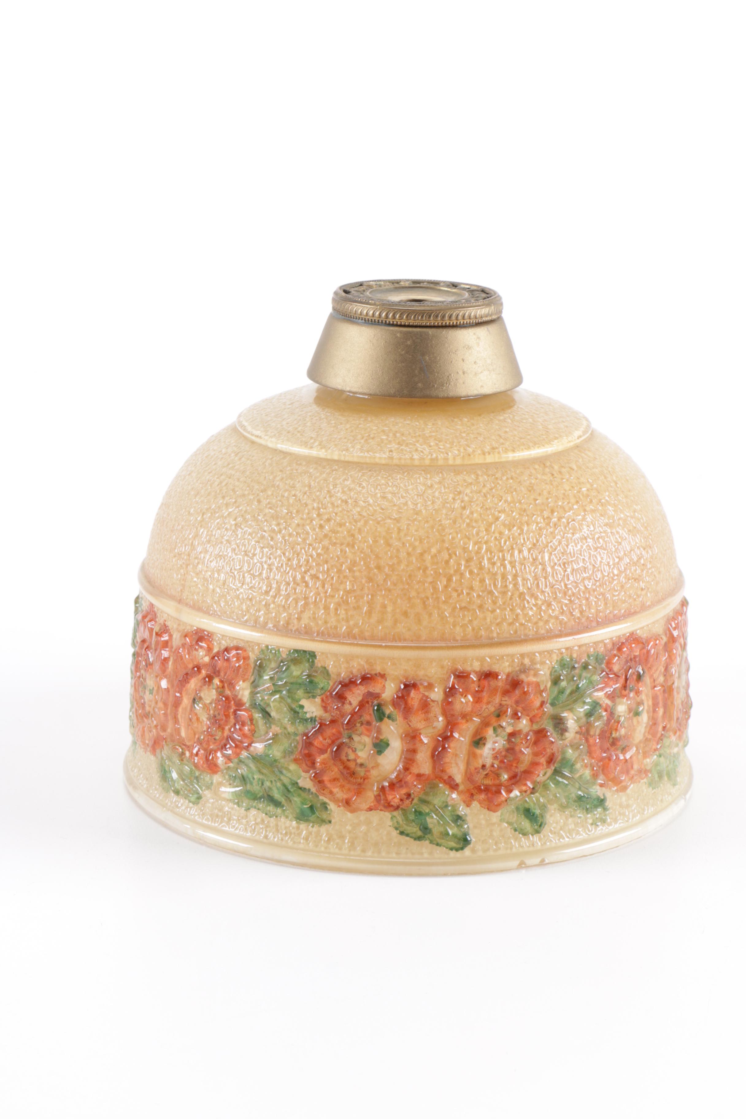 Metal Lamp with Glass Dome Floral Shade