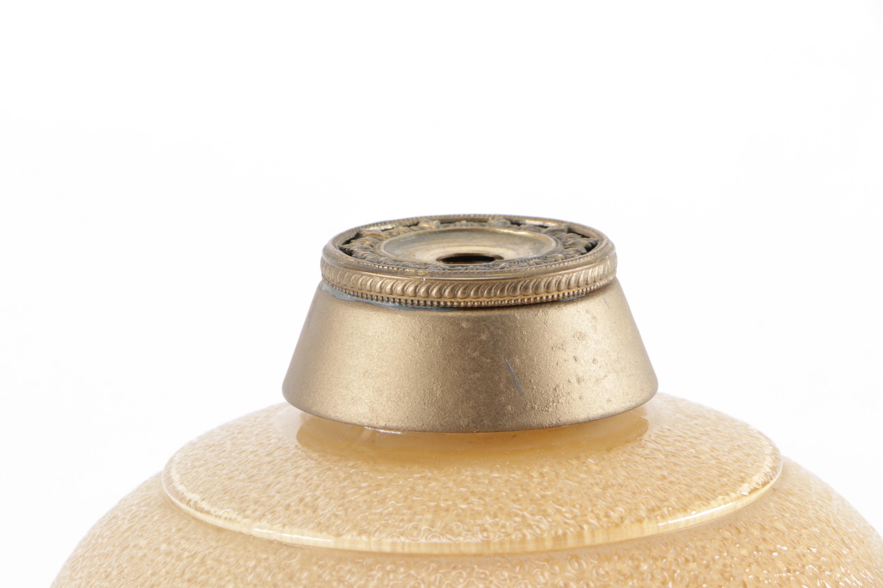 Metal Lamp with Glass Dome Floral Shade