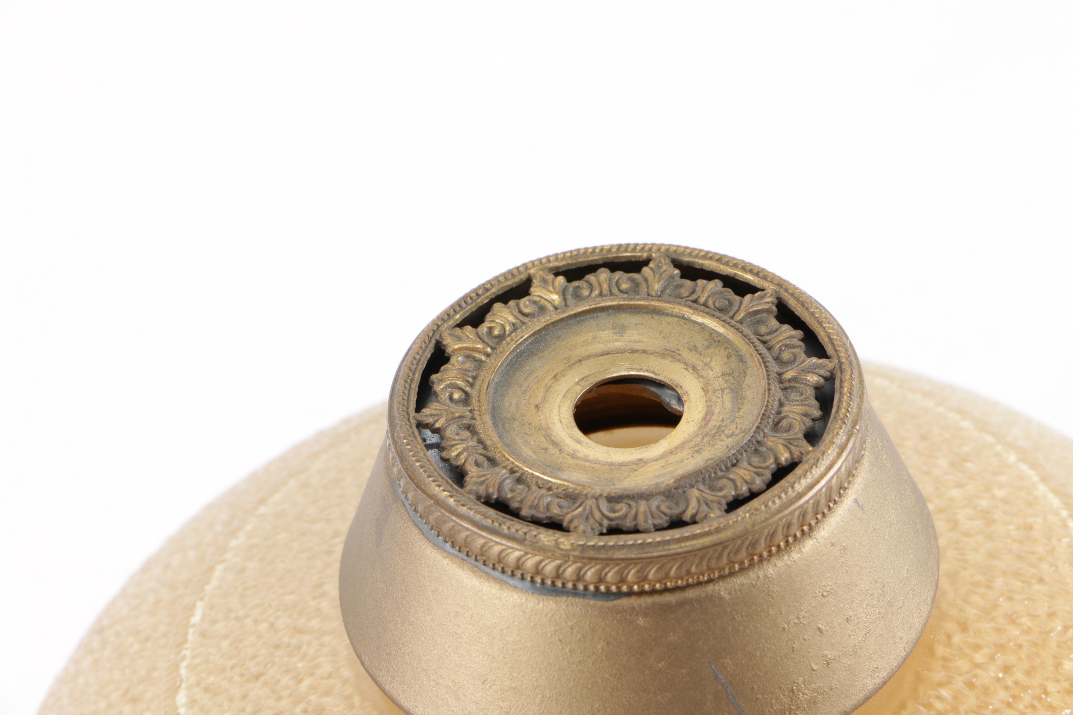 Metal Lamp with Glass Dome Floral Shade