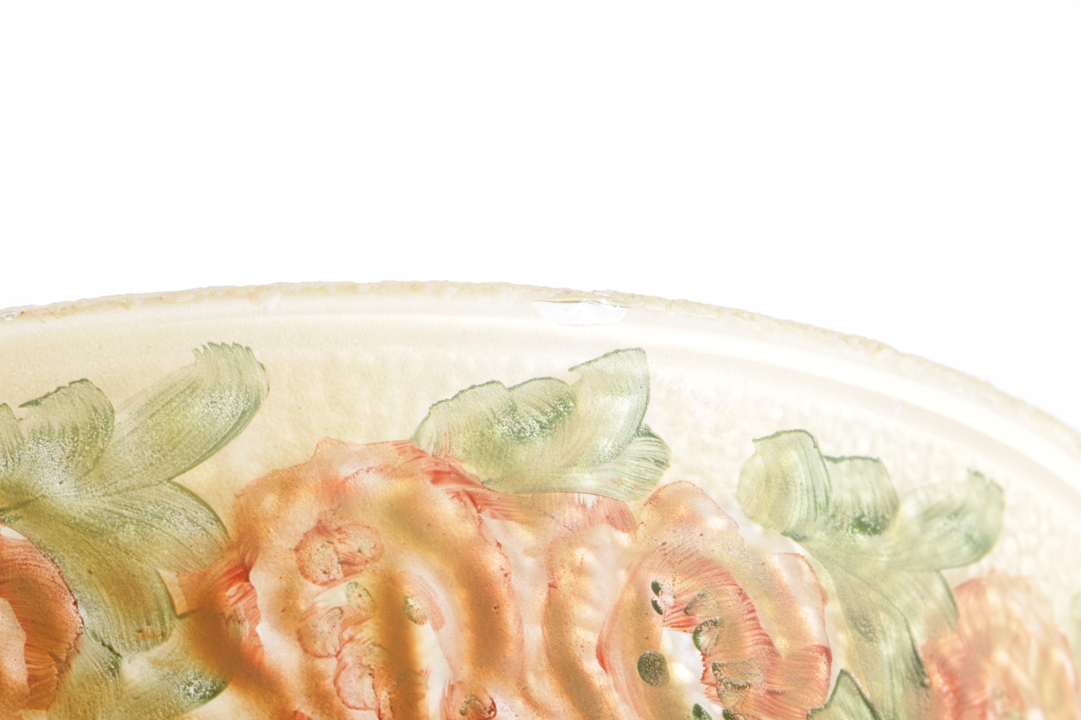 Metal Lamp with Glass Dome Floral Shade