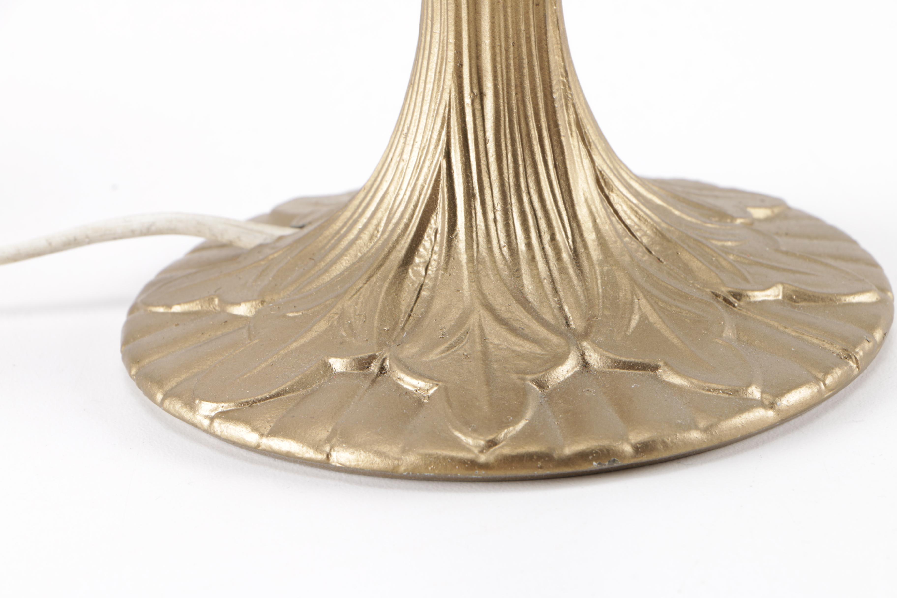 Metal Lamp with Glass Dome Floral Shade