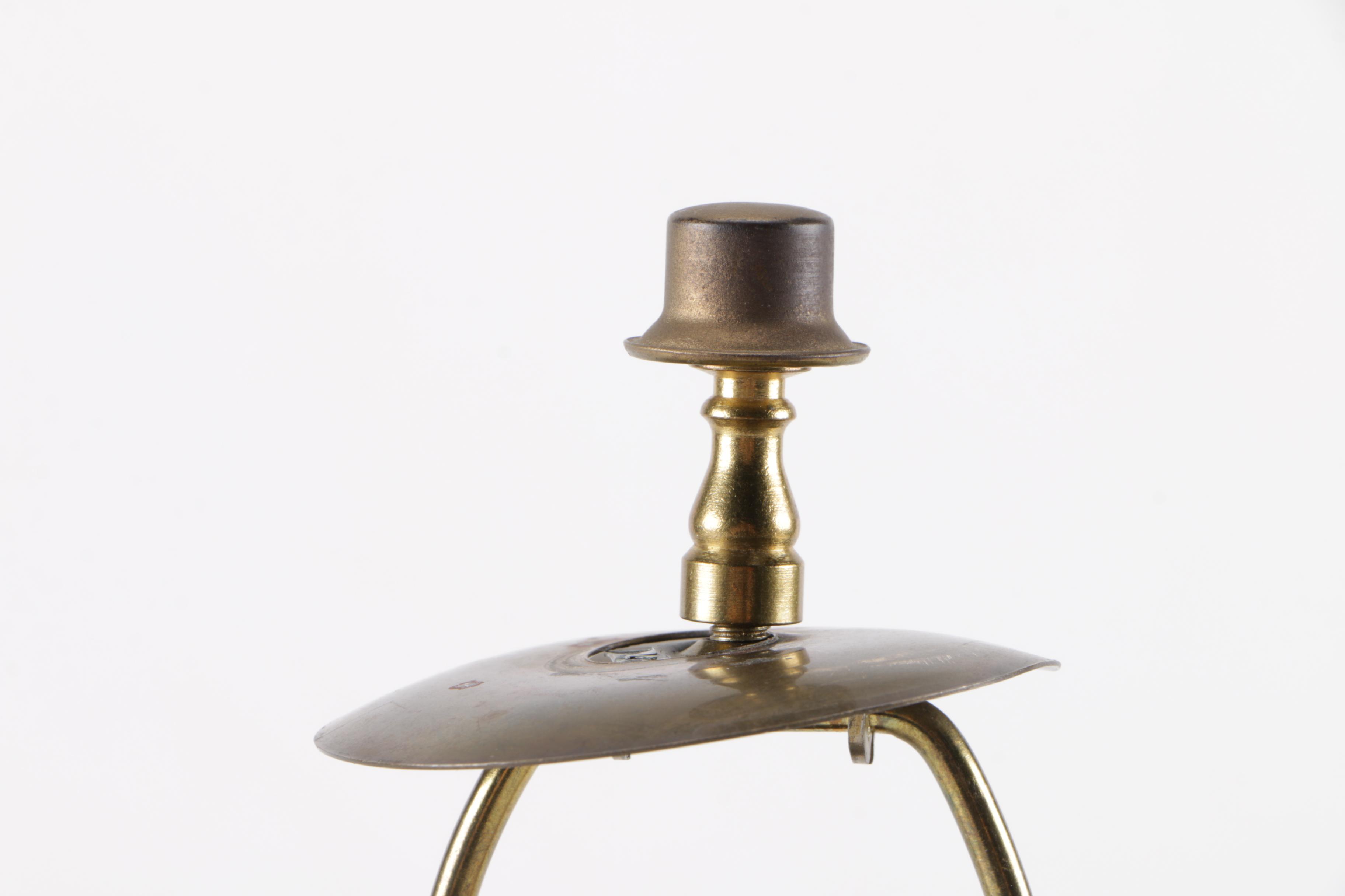 Metal Lamp with Glass Dome Floral Shade