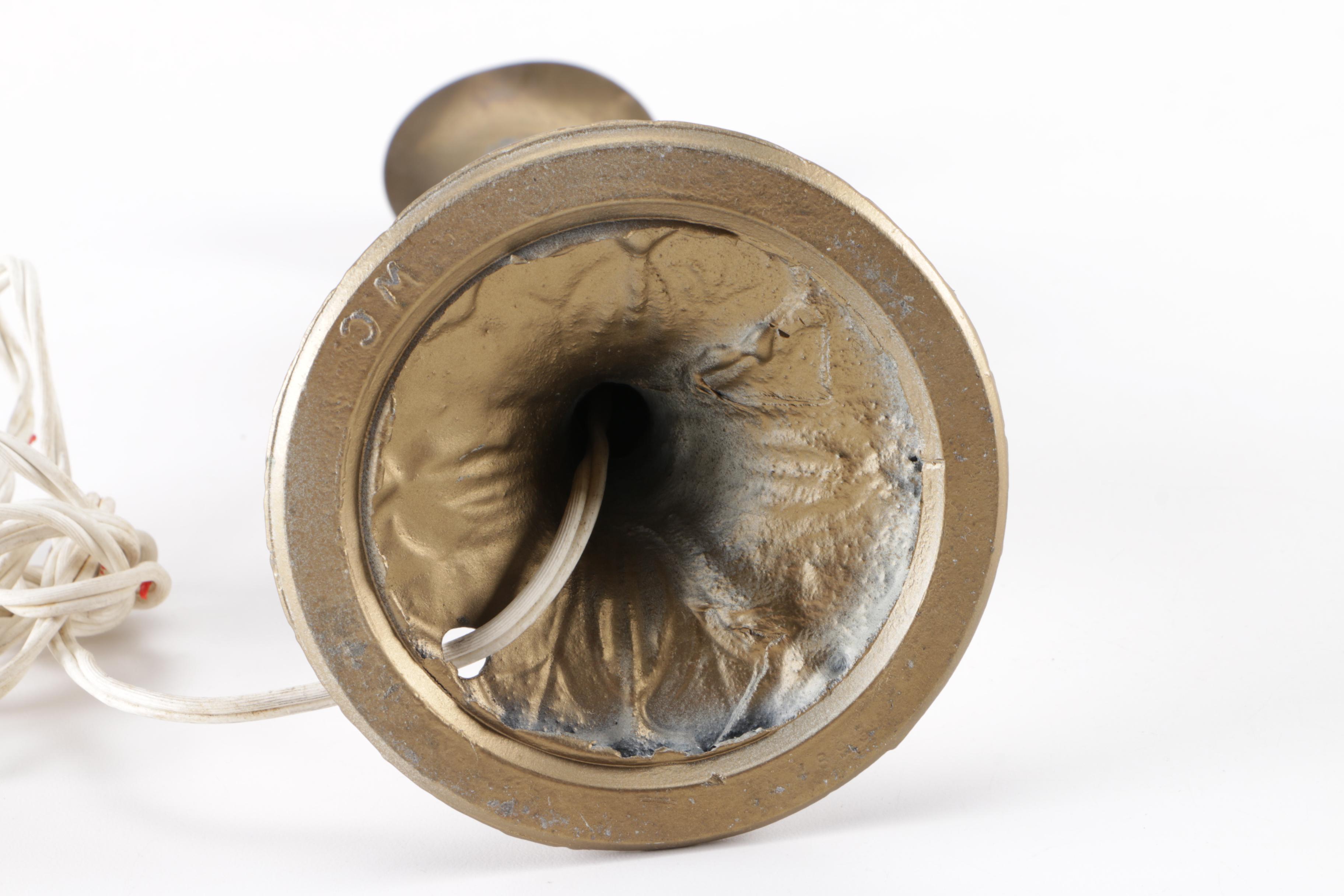 Metal Lamp with Glass Dome Floral Shade