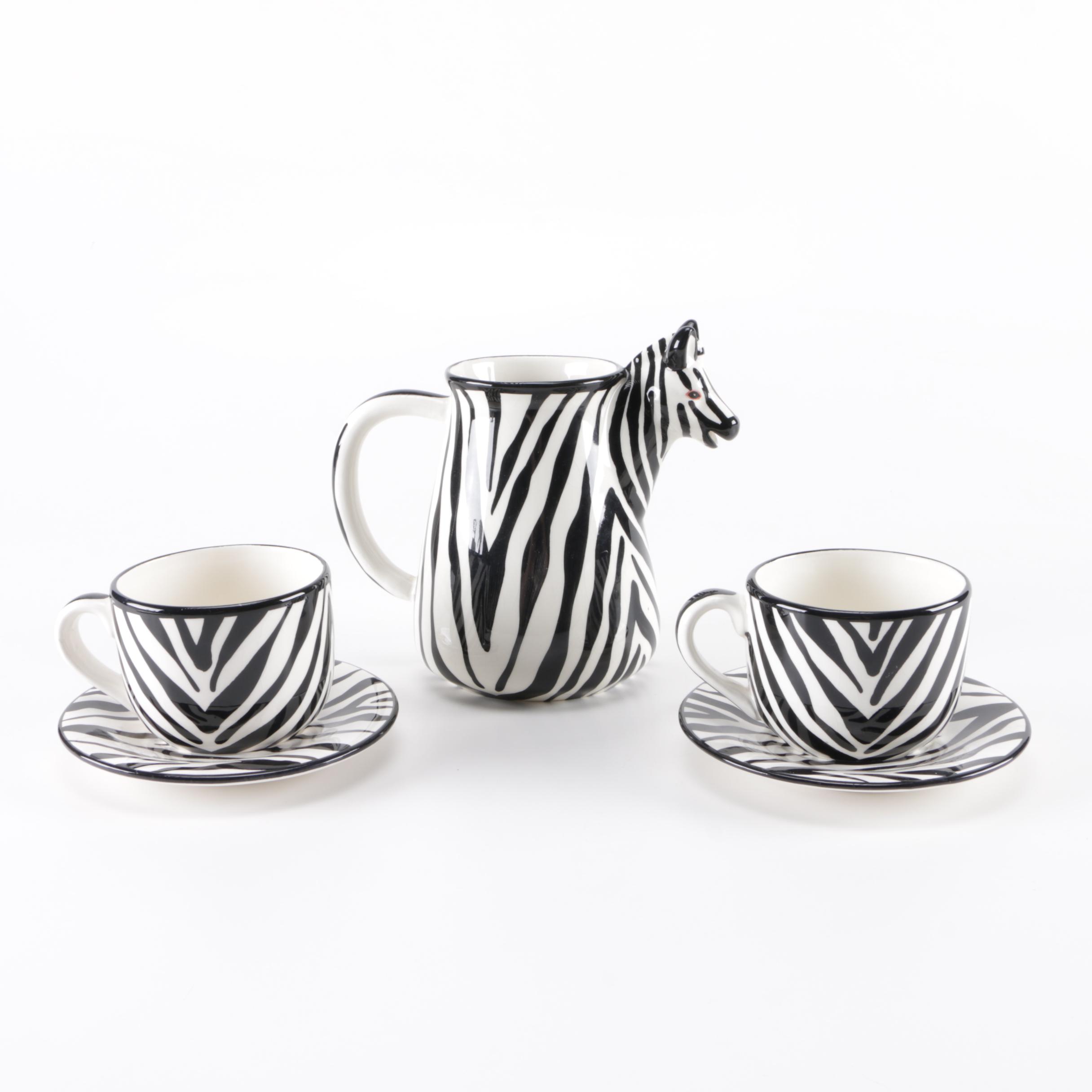 Zebra Print Ceramic Tea Set