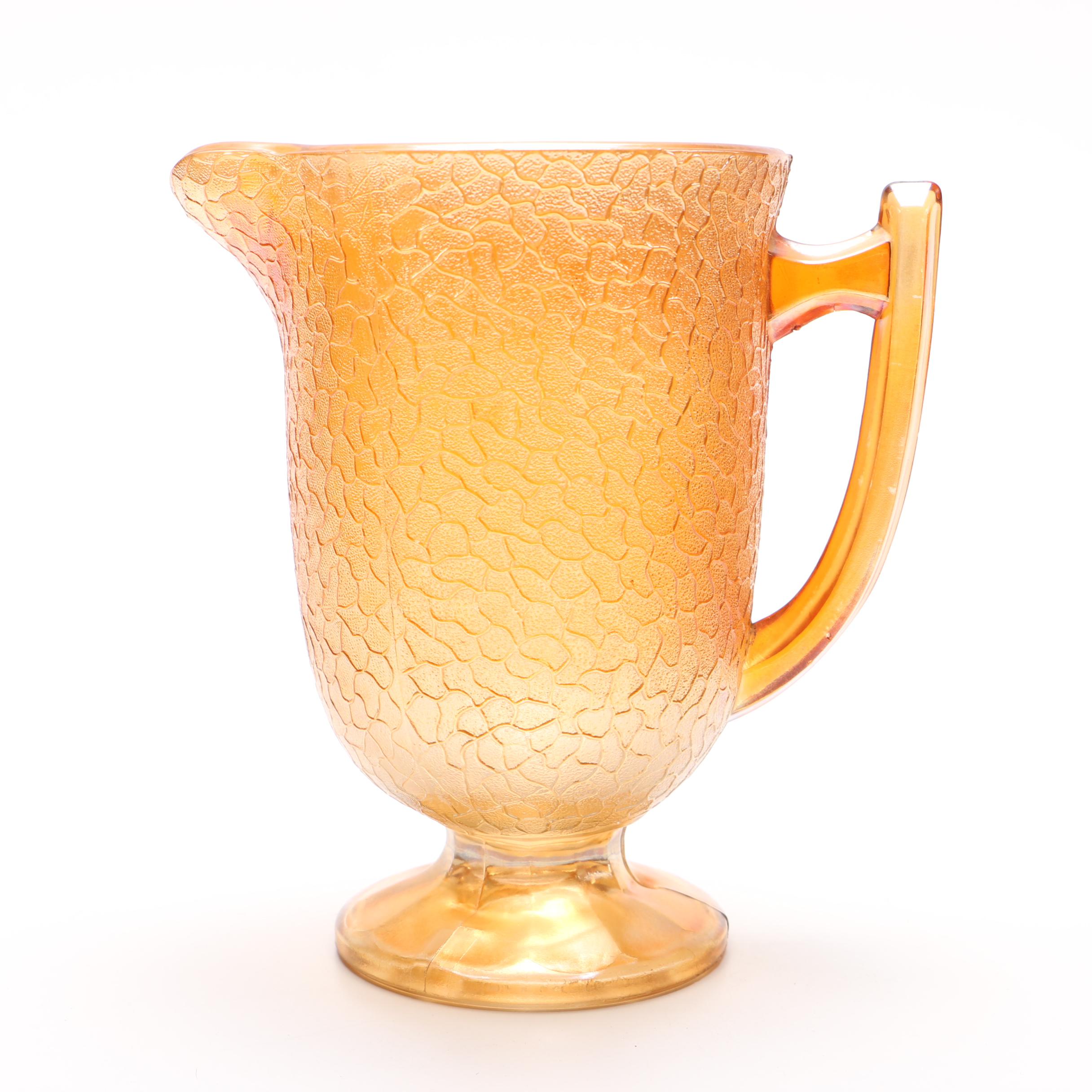 Carnival Glass Pitcher and Glass Set