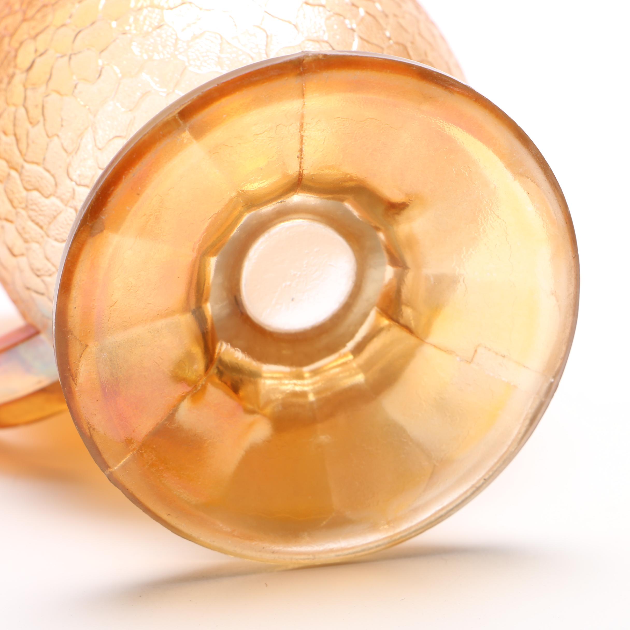 Carnival Glass Pitcher and Glass Set