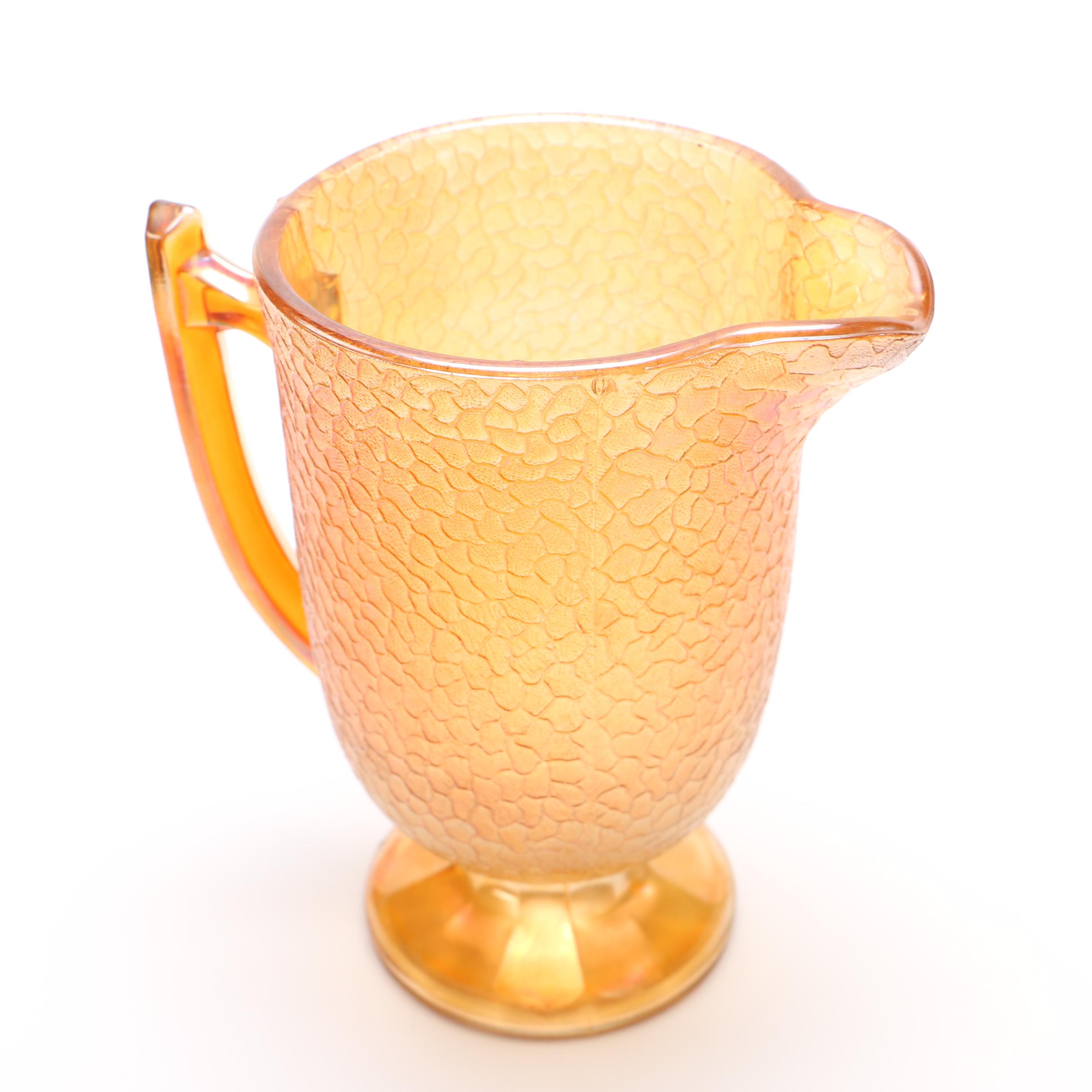 Carnival Glass Pitcher and Glass Set