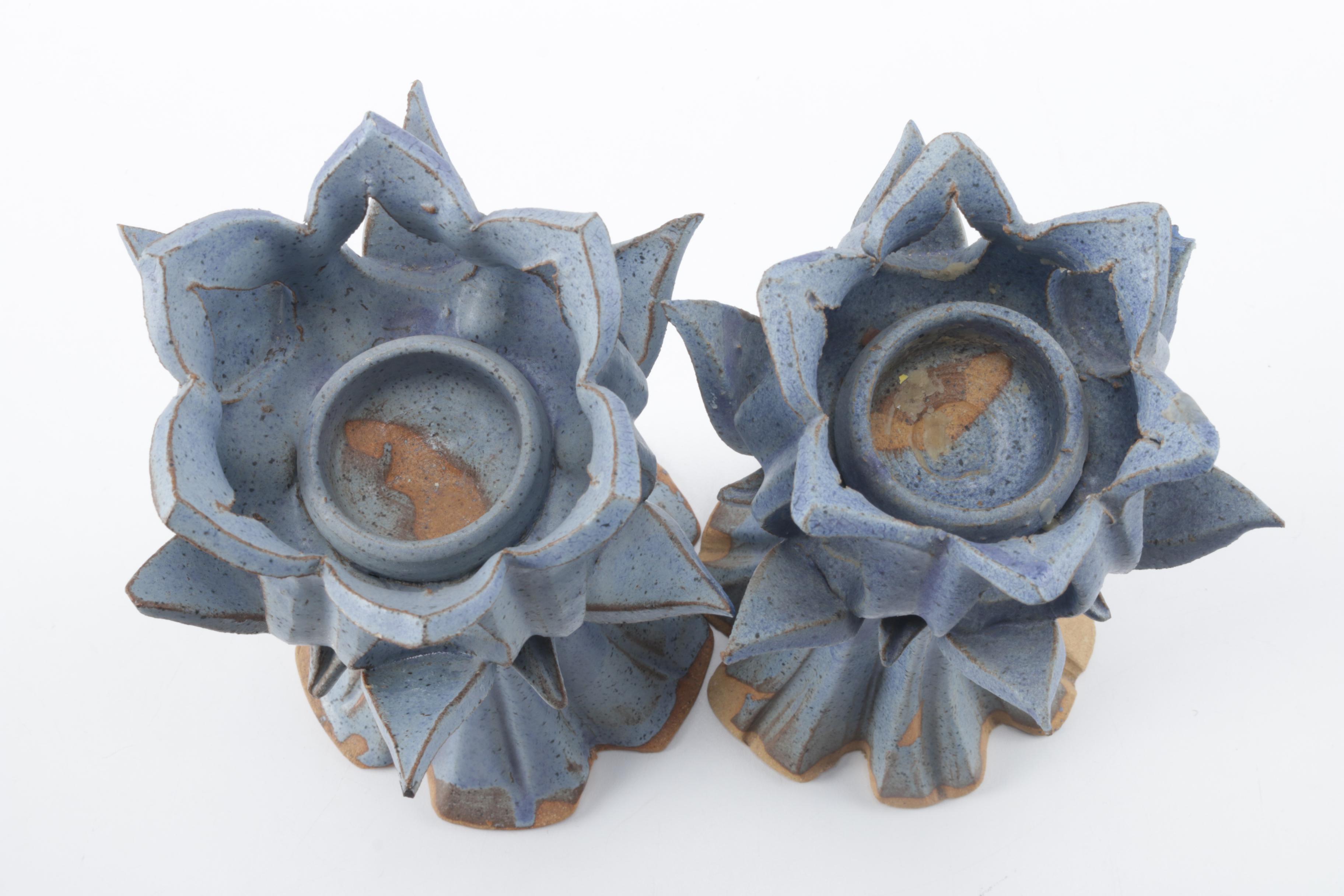 Blue Ceramic Candle Holders