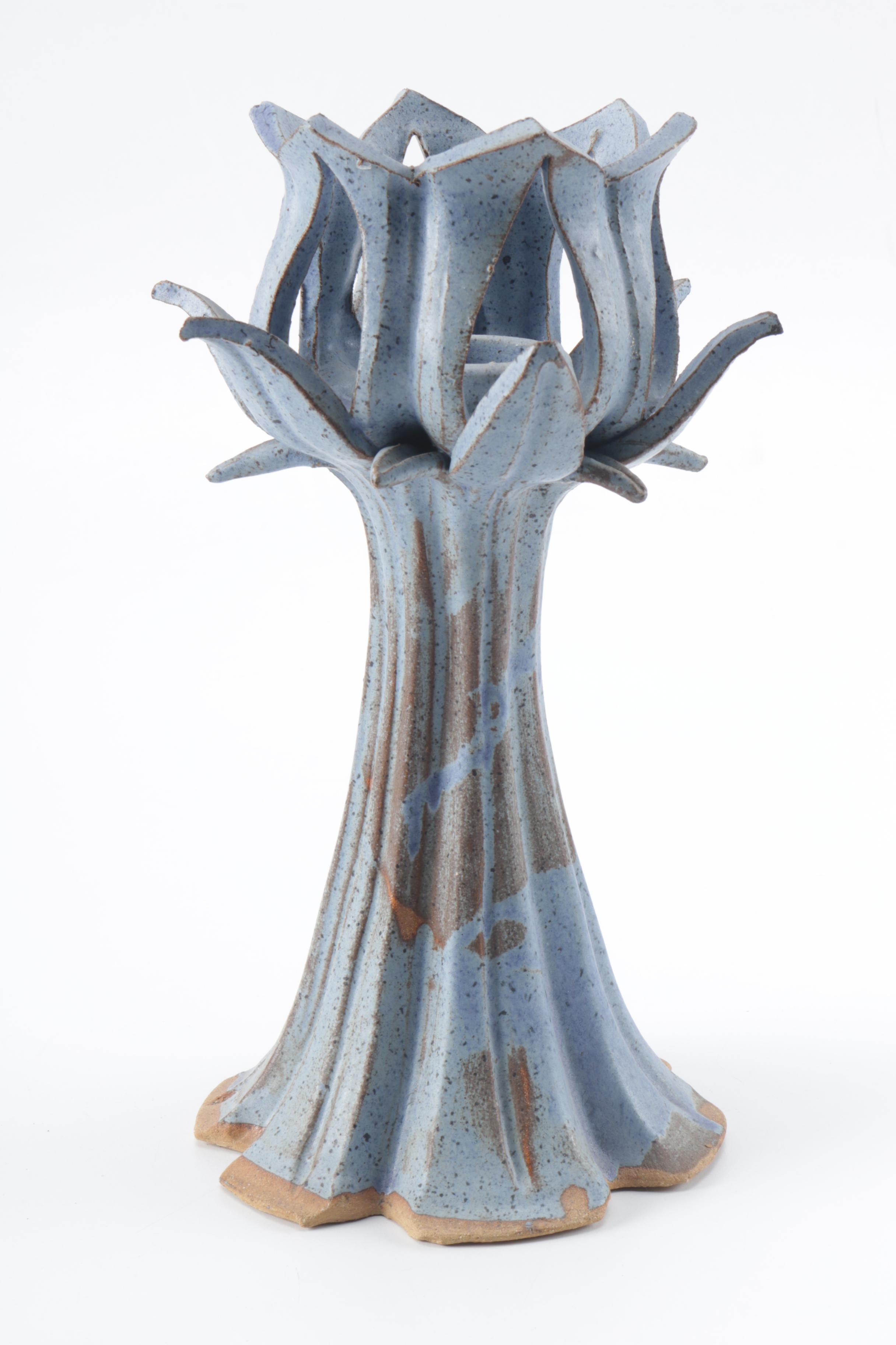 Blue Ceramic Candle Holders