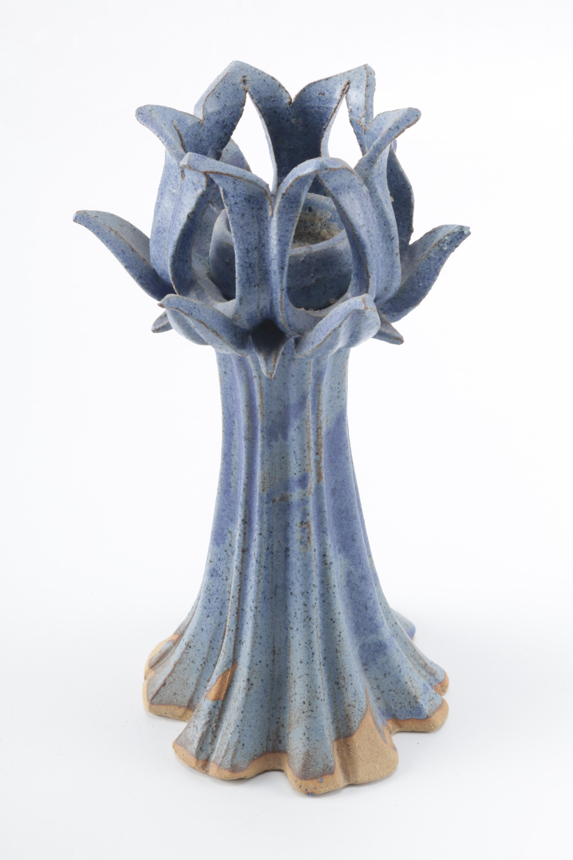 Blue Ceramic Candle Holders