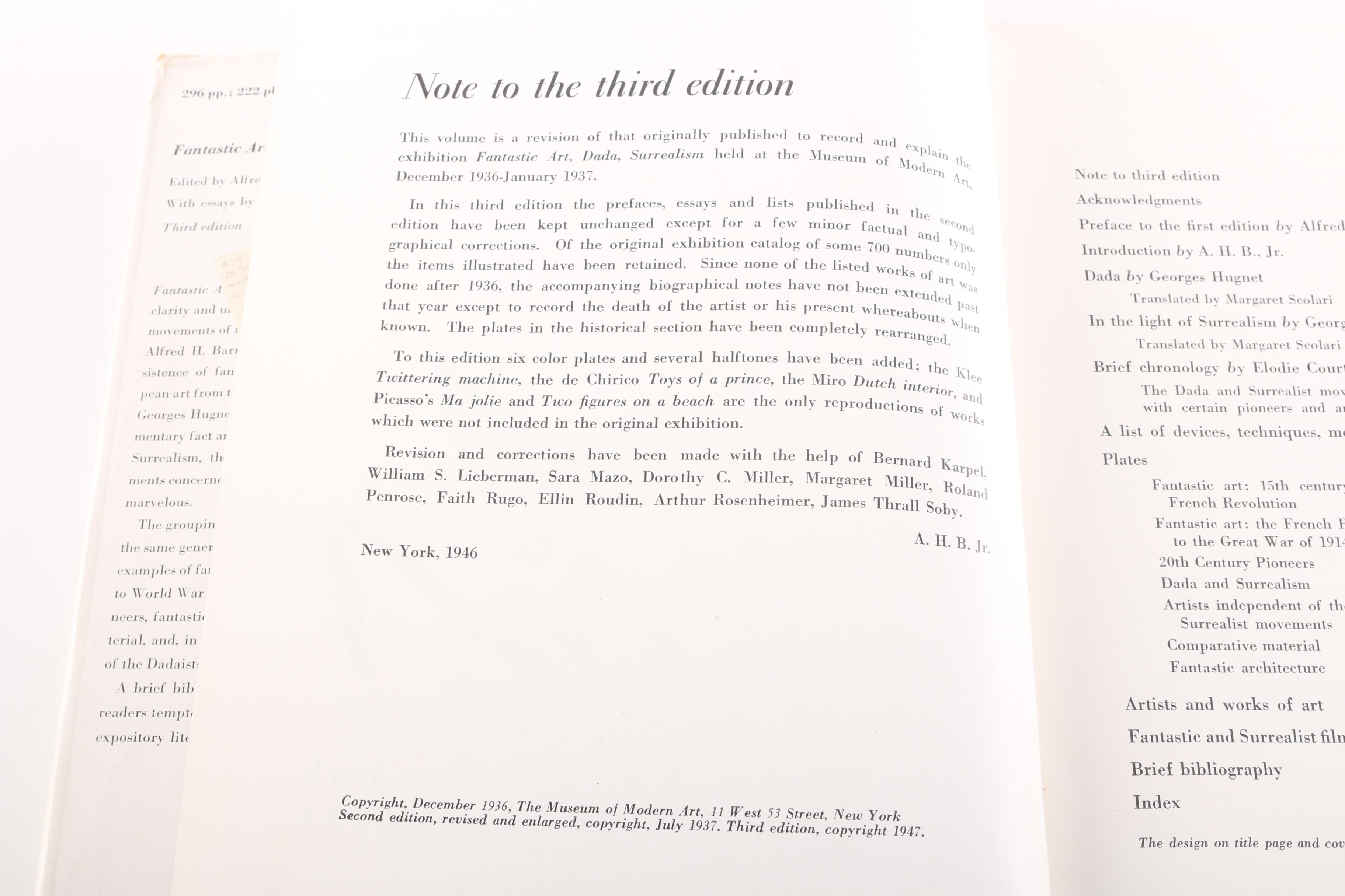 "Fantastic Art, Dada, Surrealism" and "Yves Tanguy"