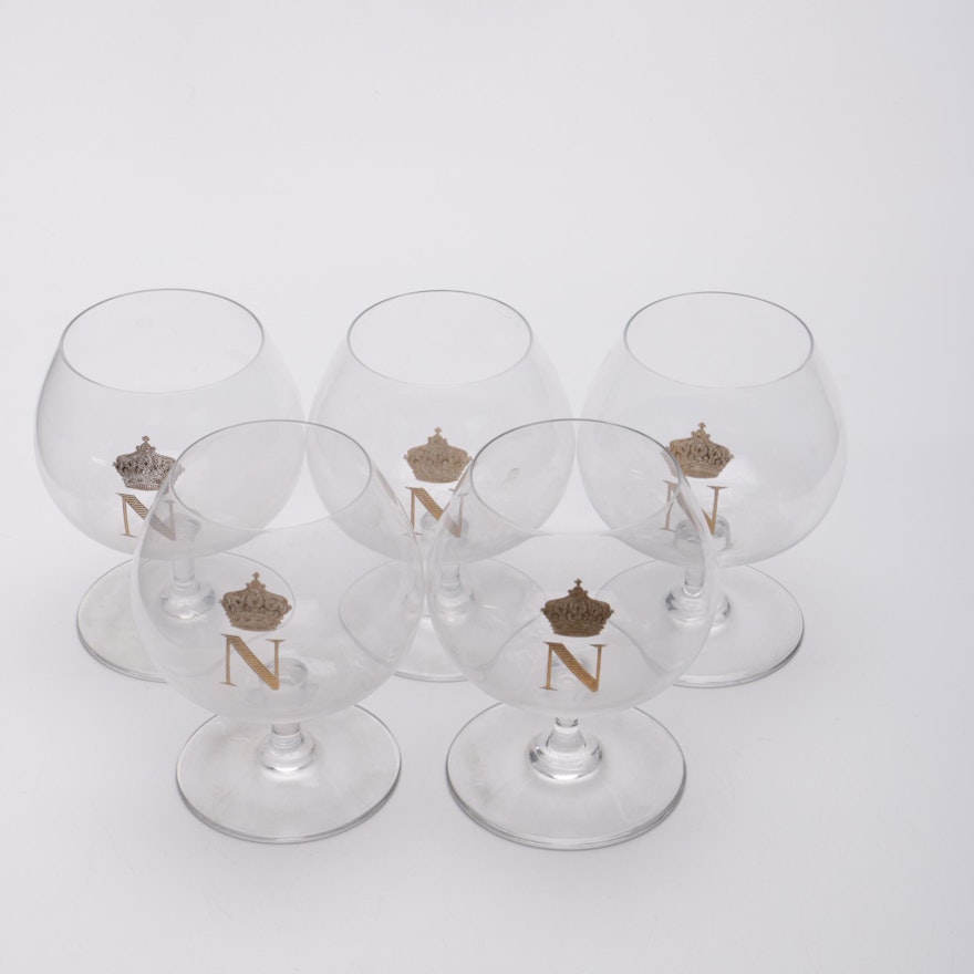 Crystal Baccarat Brandy Snifters with Napoleonic Monogram