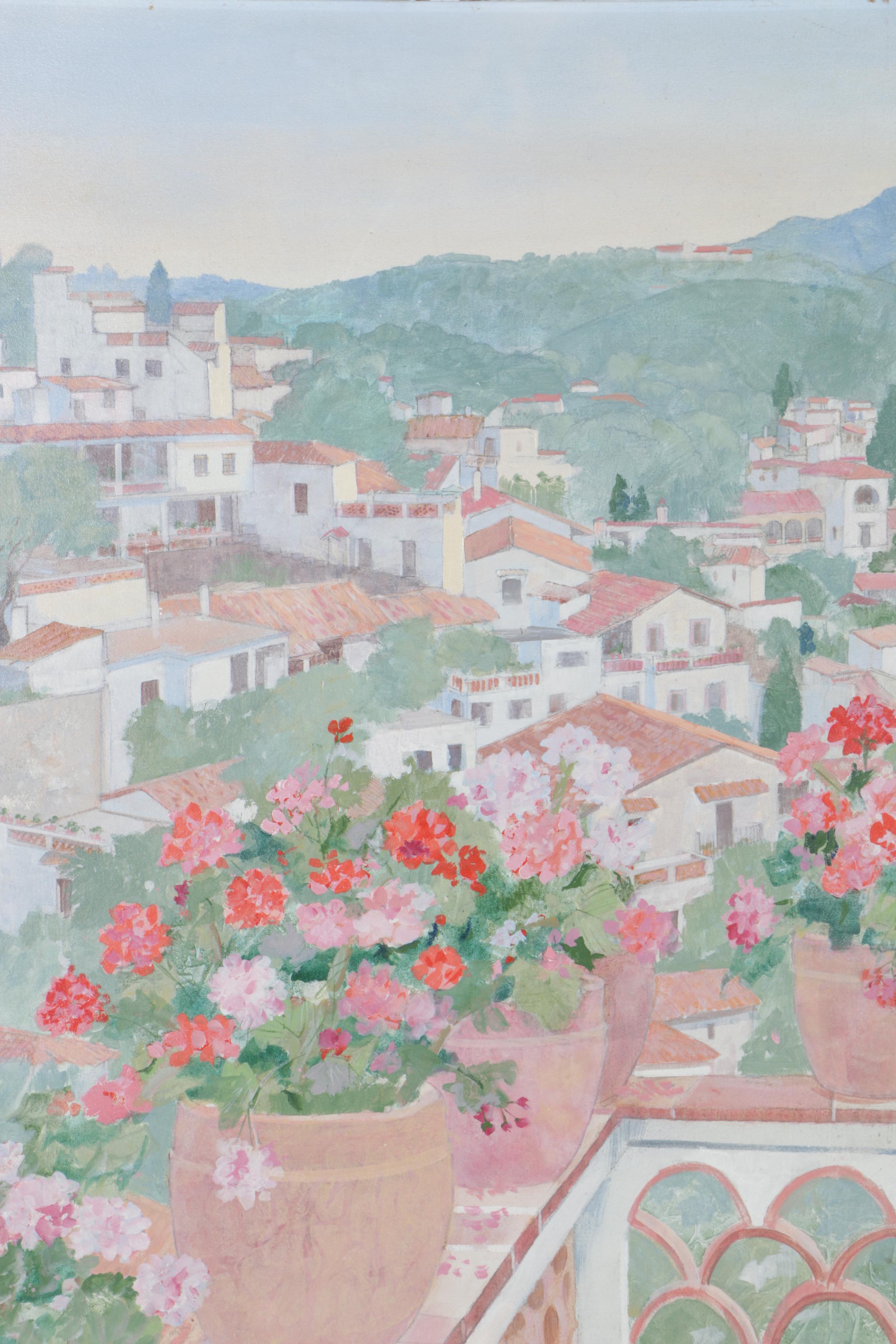 William Benecke Oil Painting on Canvas "Hilltown Late PM"