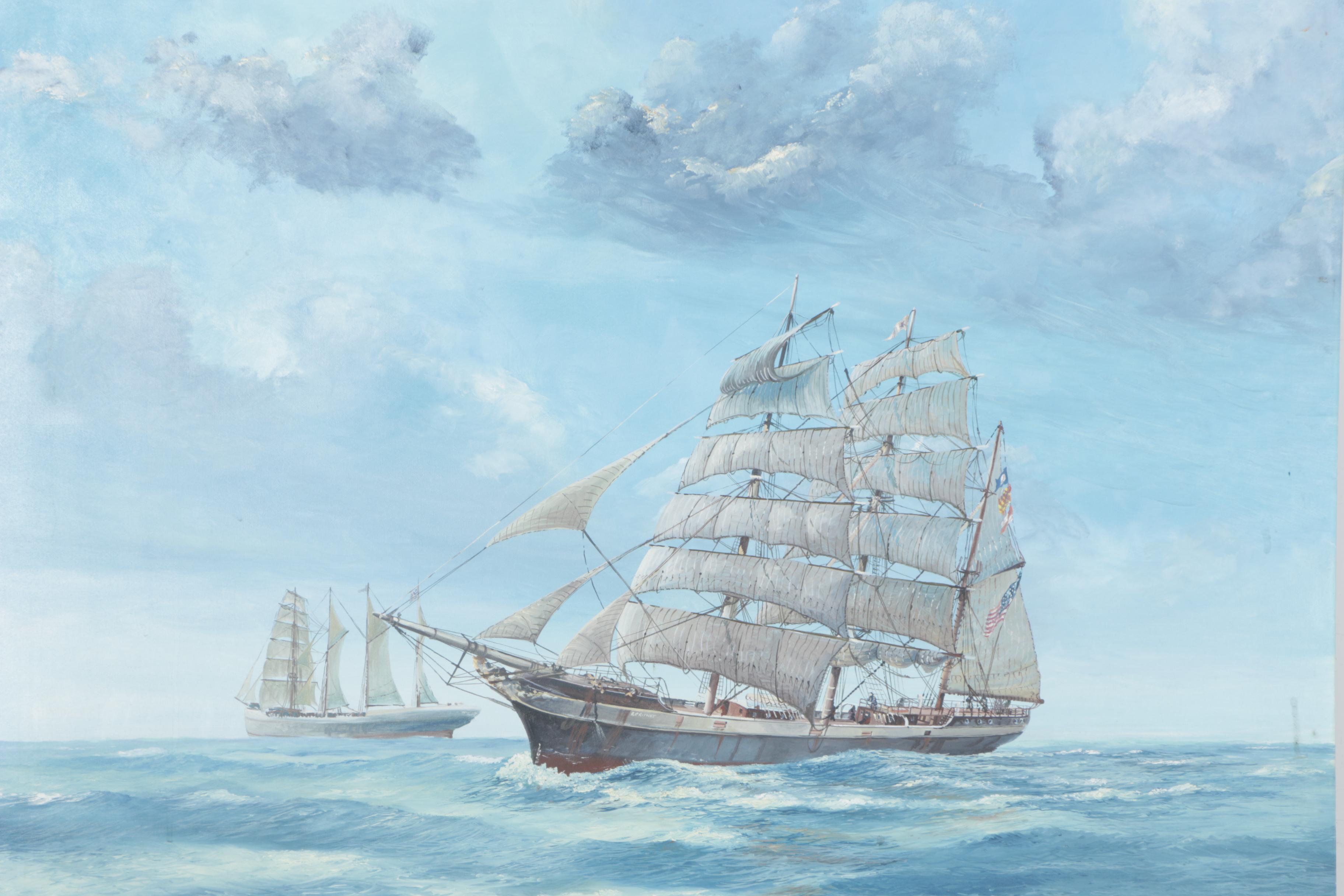 Philip John Boville Original Oil Painting "Sailing Vessel"