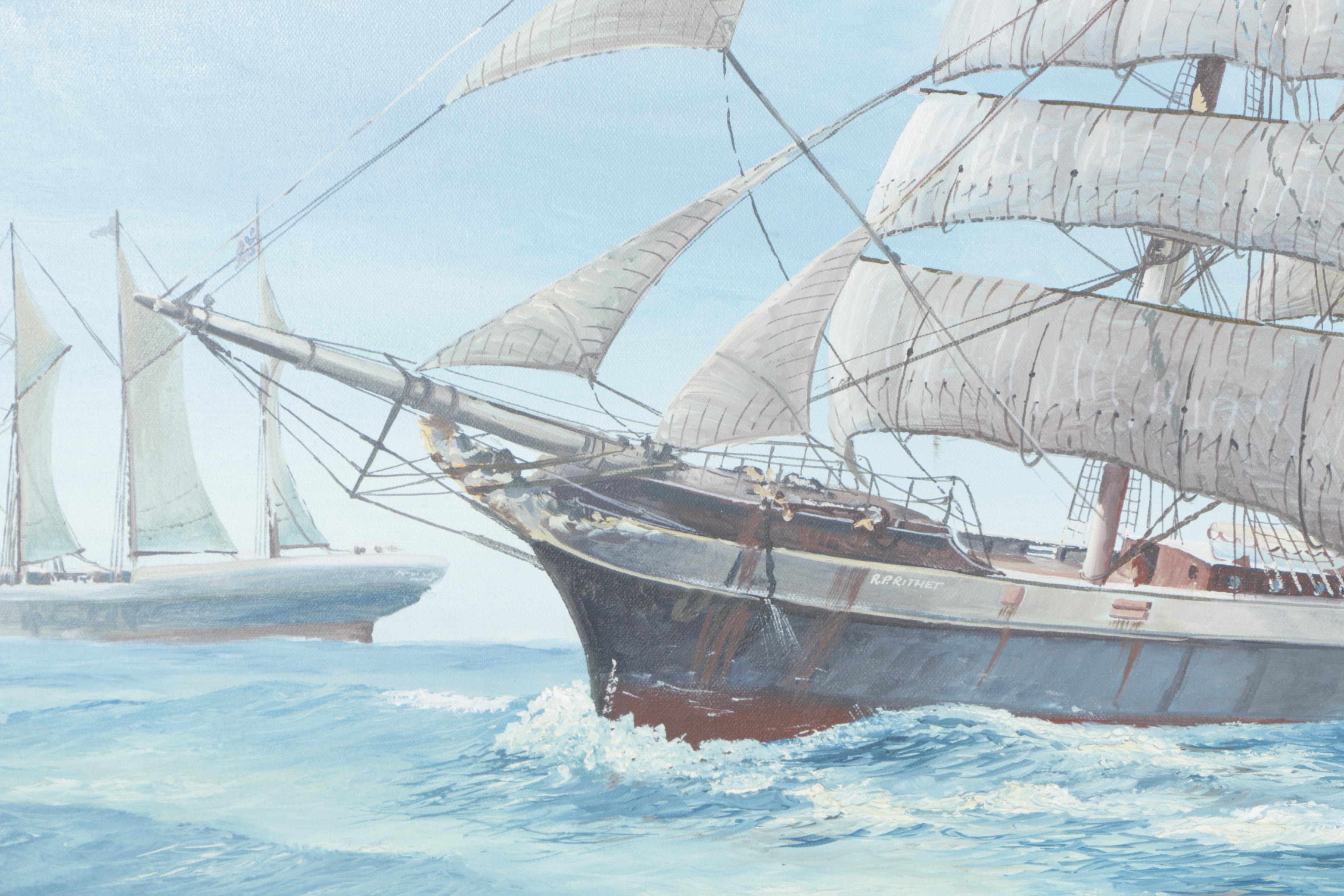 Philip John Boville Original Oil Painting "Sailing Vessel"