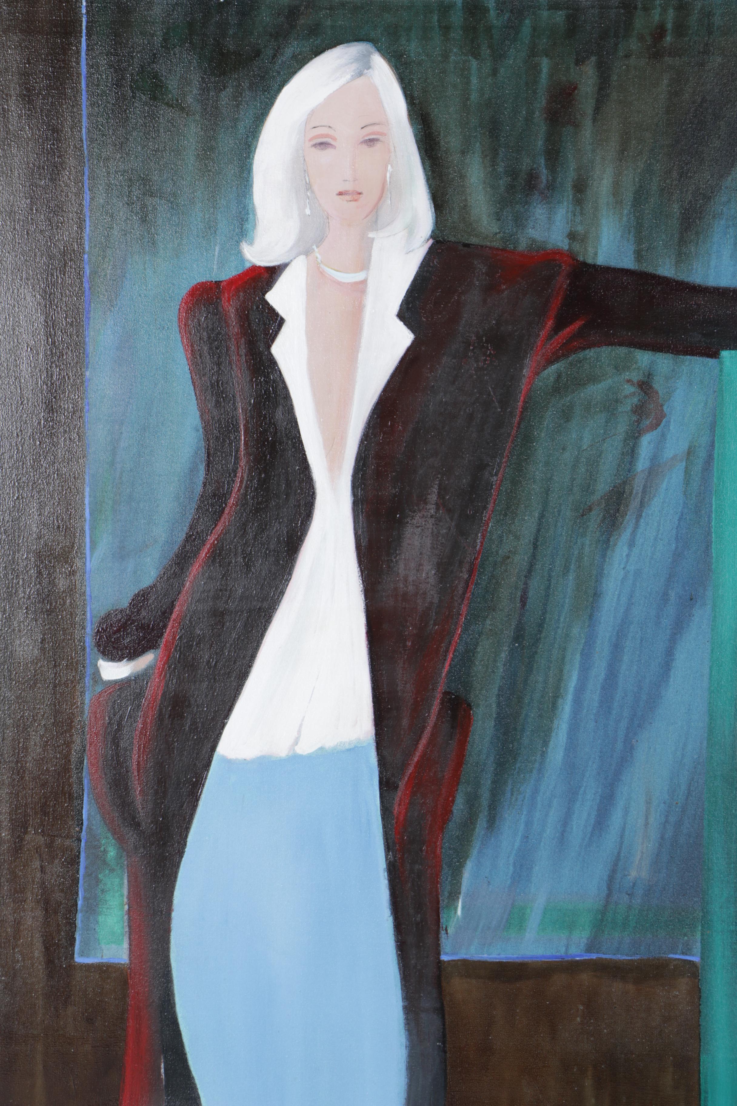 Signed Modernist Acrylic on Canvas by Alfred G. Huber