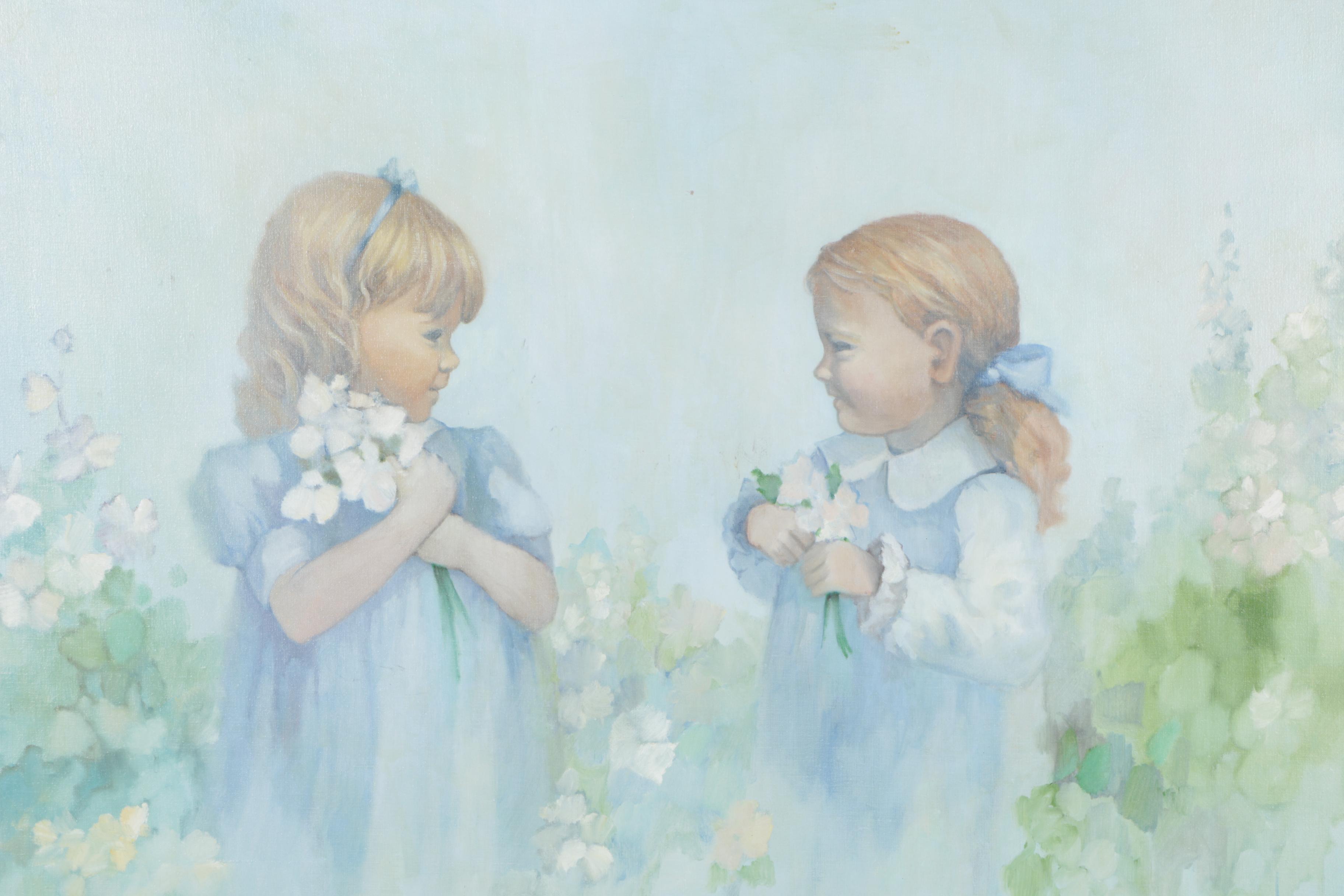 Zenda "Two Girls" Oil on Canvas