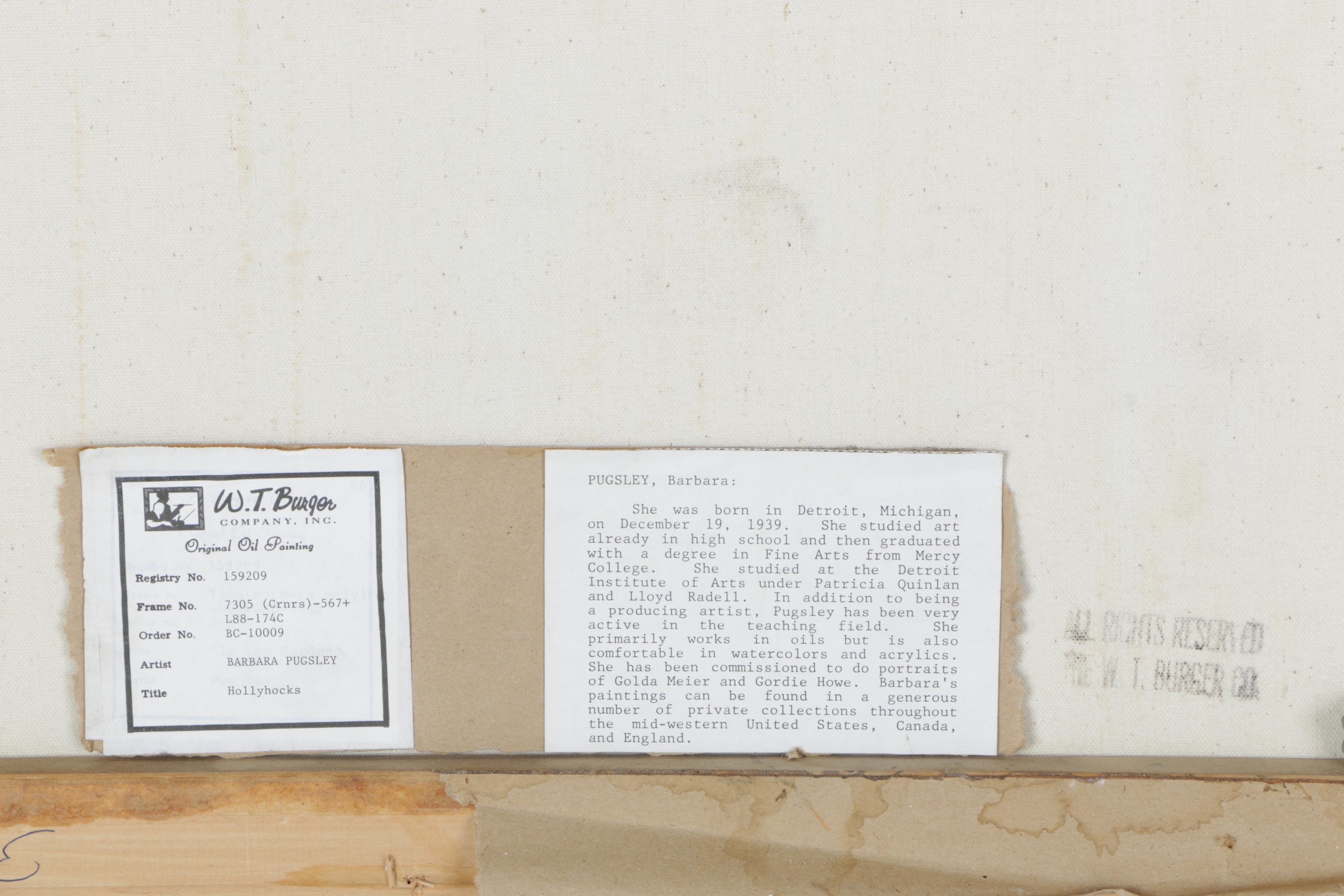 Barbara Hess Pugsley Oil on Canvas Genre Scene