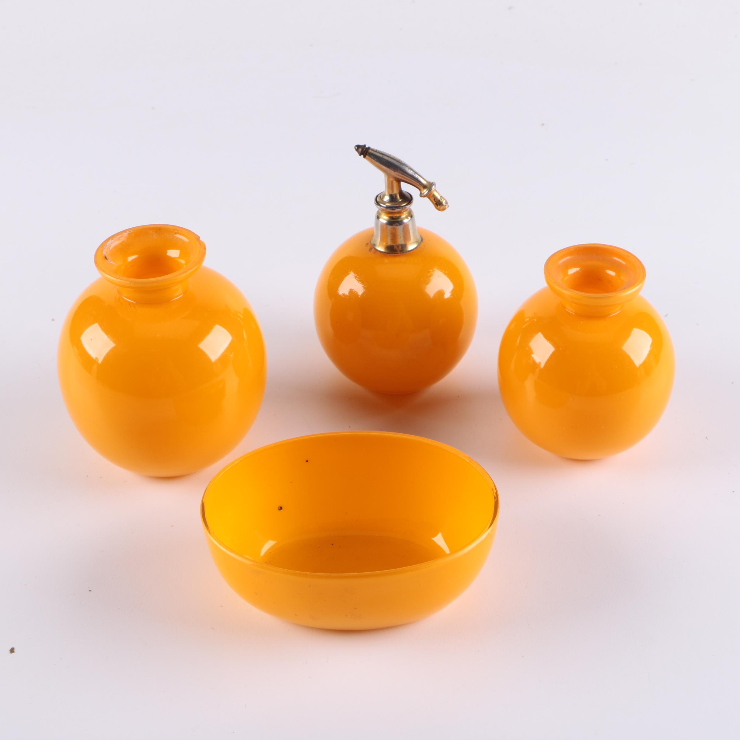 Orange Glassware Featuring Soap Dispenser