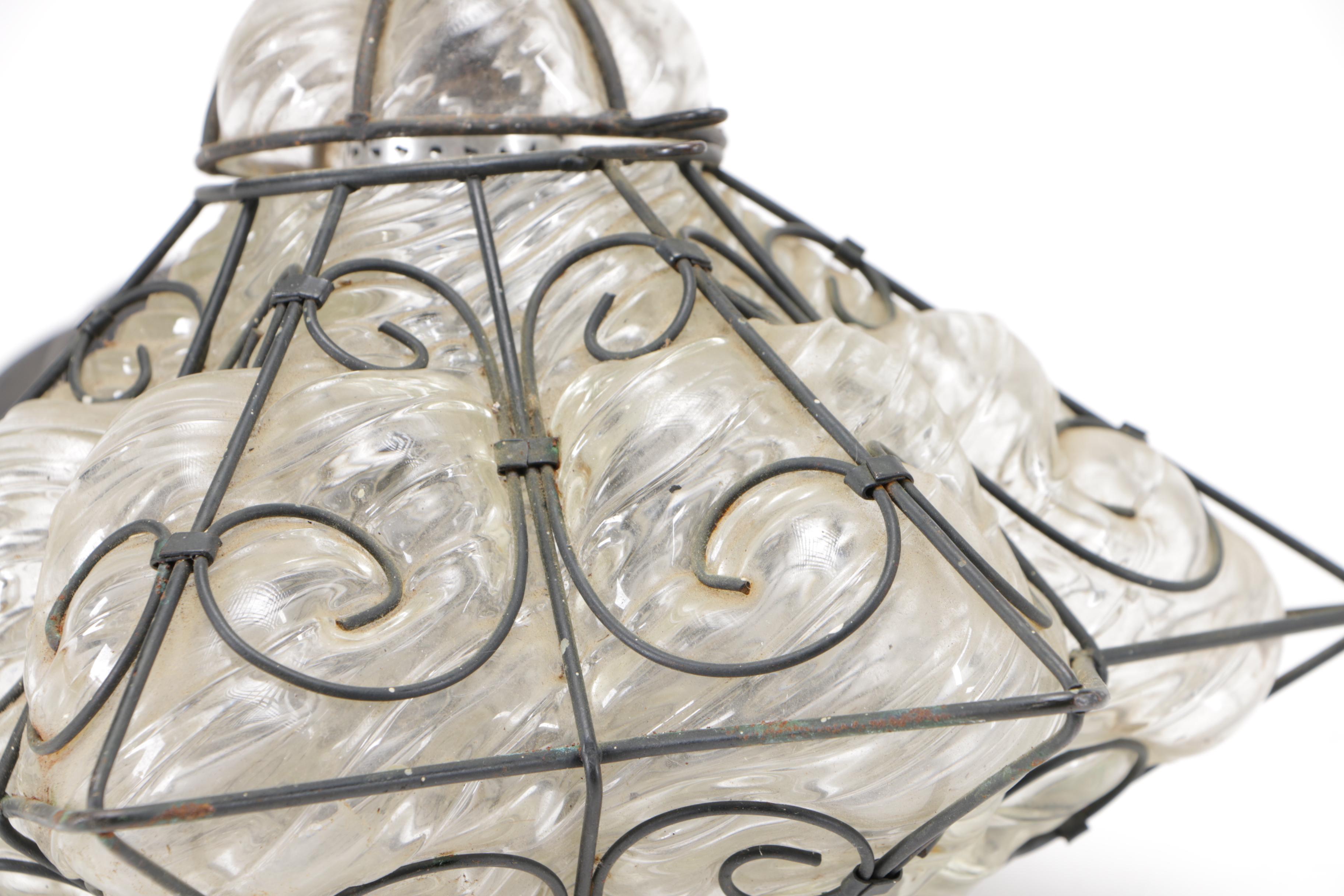 Venetian Style Clear Glass and Wrought Iron Lanterns