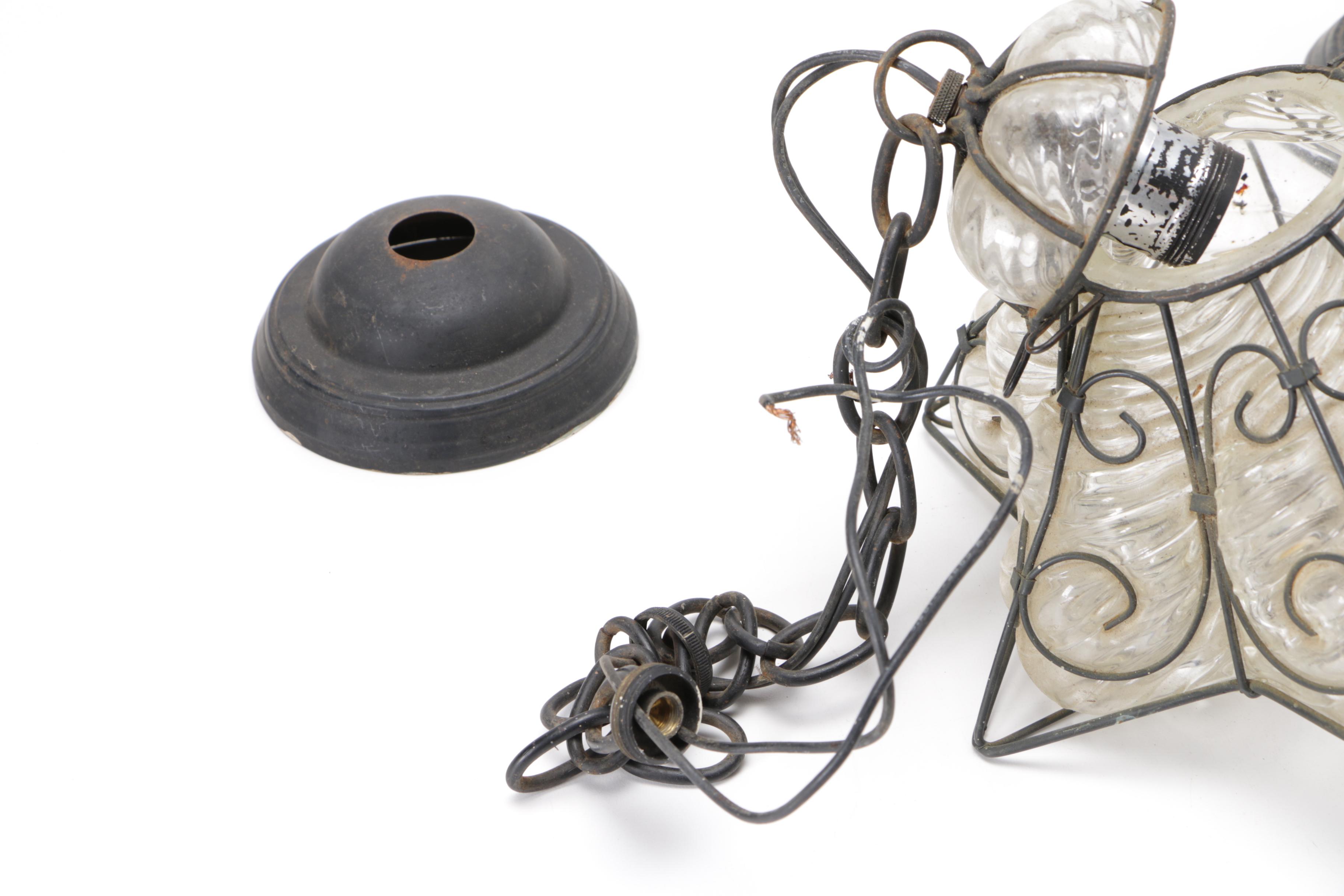 Venetian Style Clear Glass and Wrought Iron Lanterns